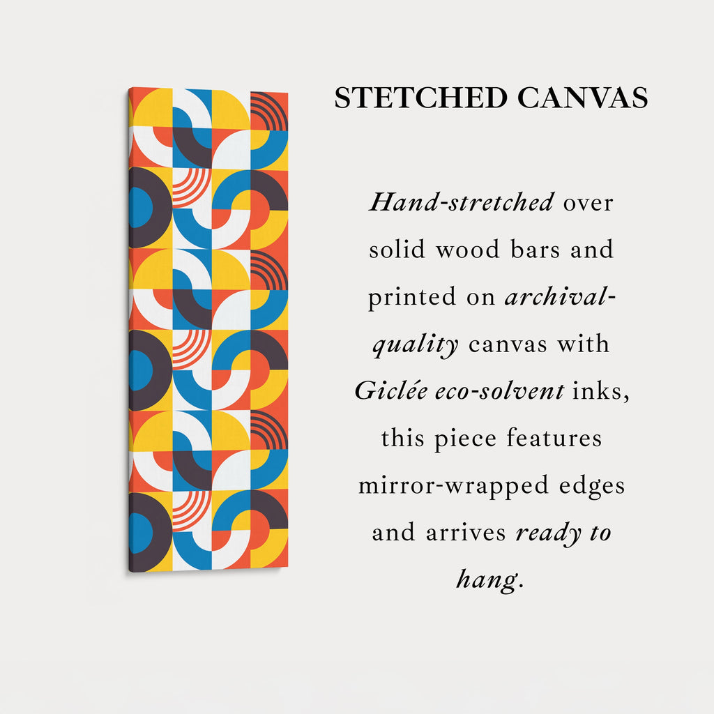 Retro Colorful Pattern Vertical Framed Canvas Wall Art for Living Room or Bedroom