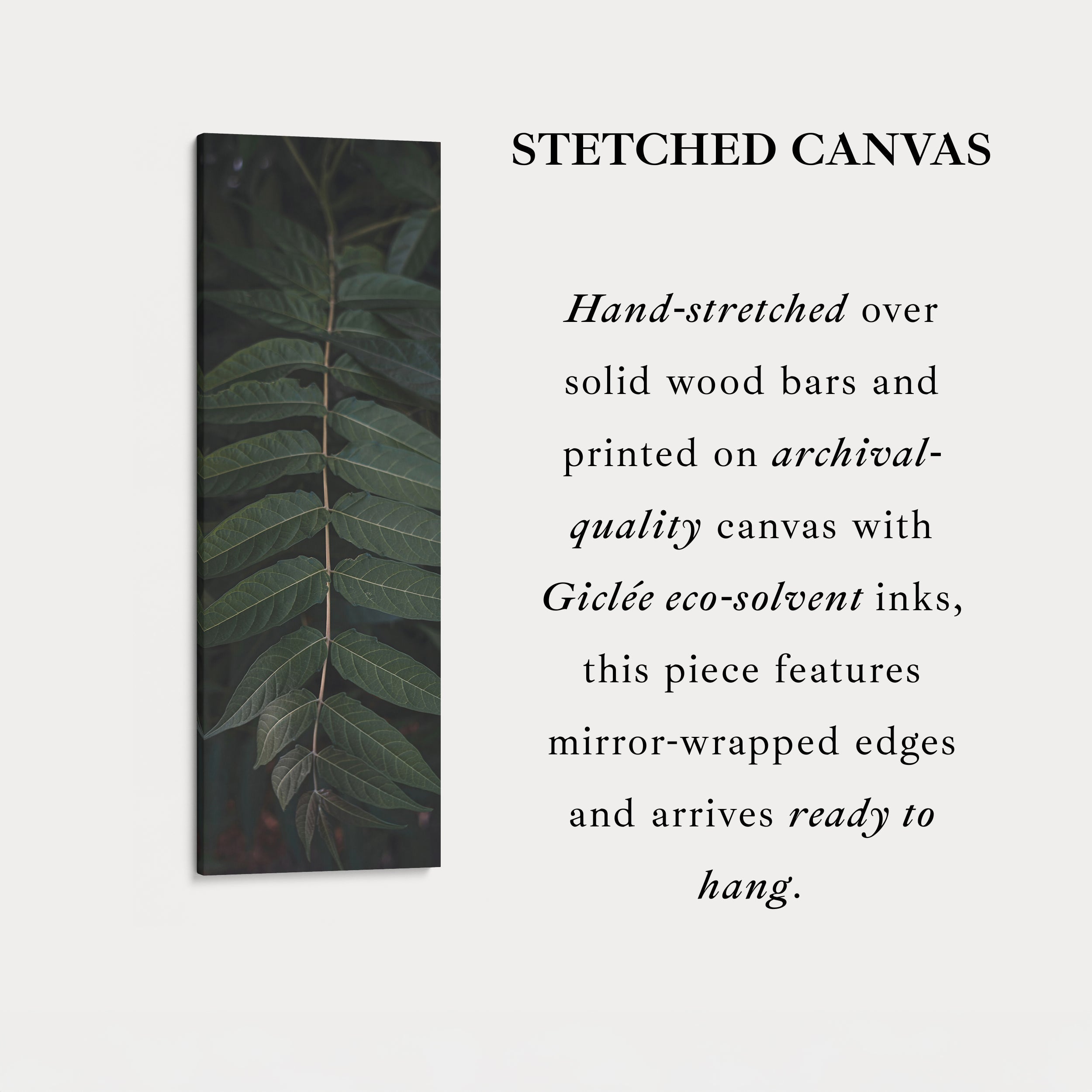 Tall Wall Art Green Fern Nature Vertical Canvas For Hallway