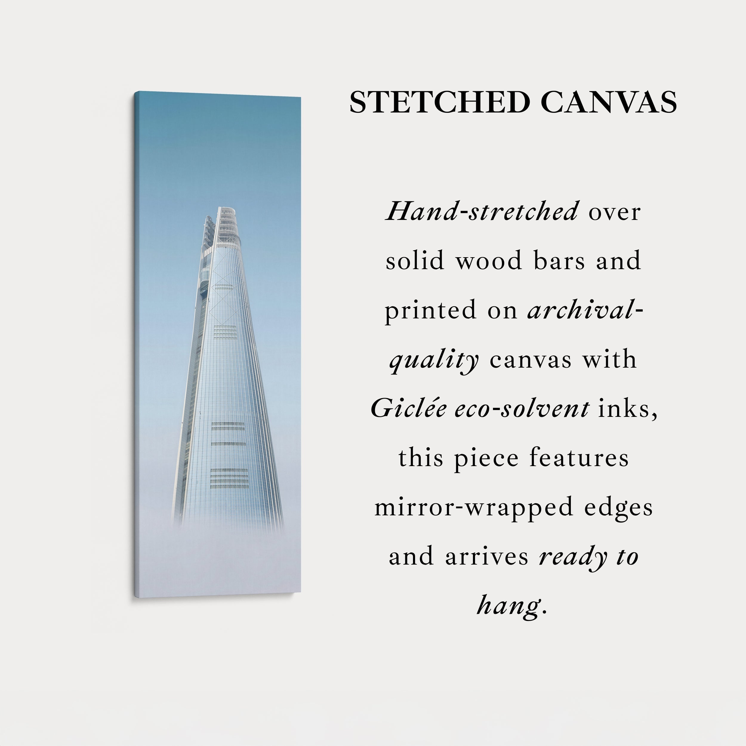 Narrow Wall Art Modern City Tower Vertical Framed Canvas For Office