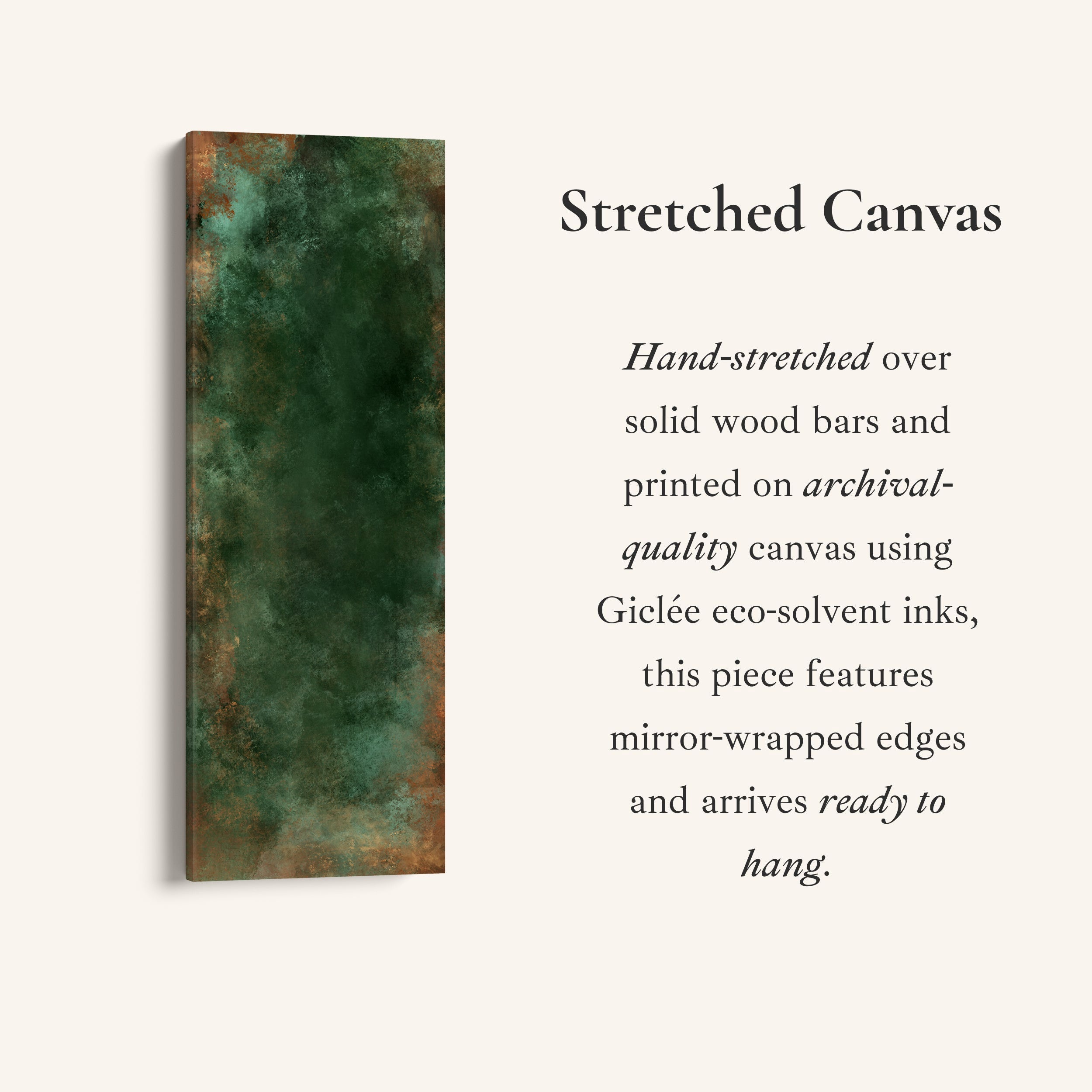 Large Vertical Wall Art Dark Green Abstract Tall Canvas For Office