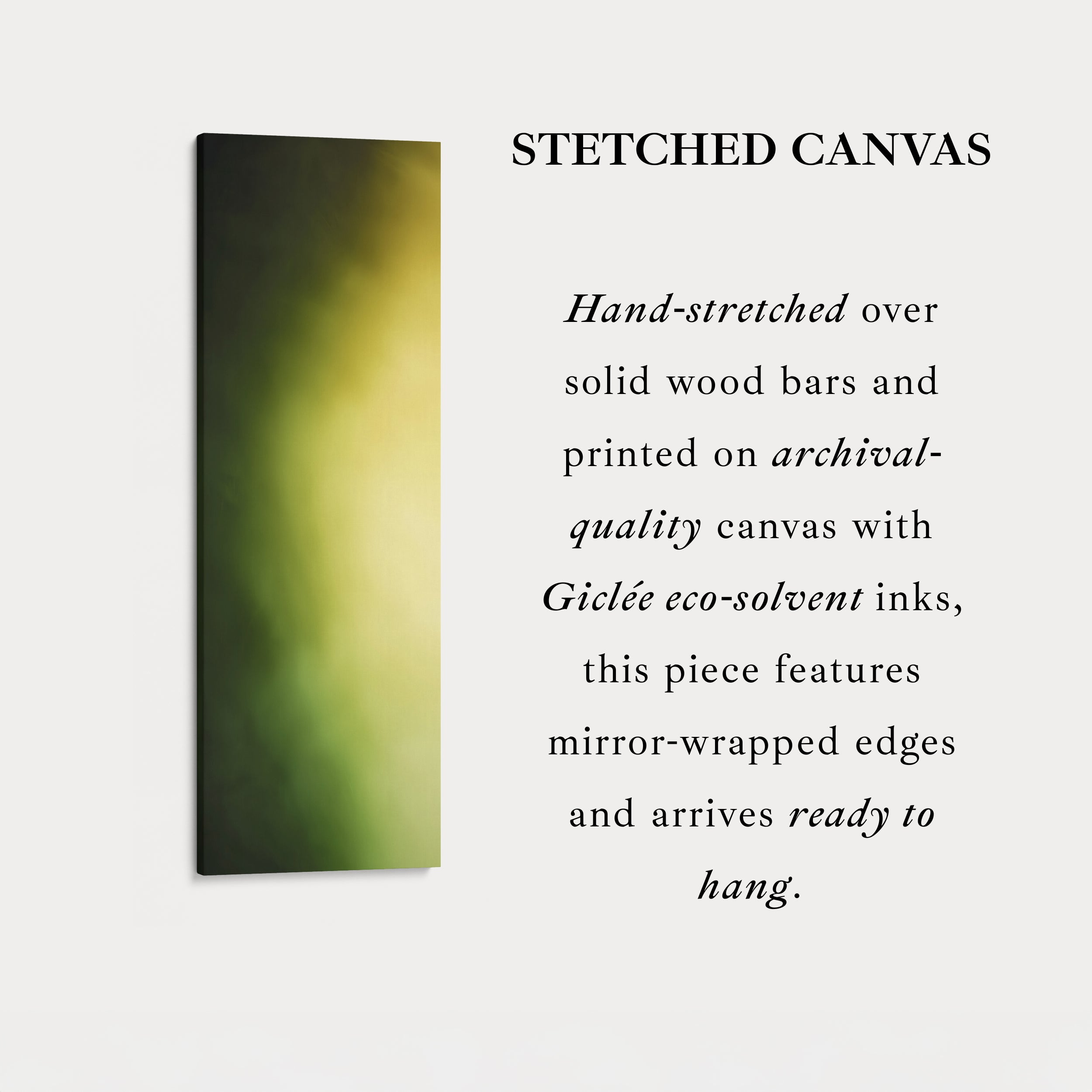 Thin Wall Art Green Yellow Gradient Vertical Canvas For Hallway