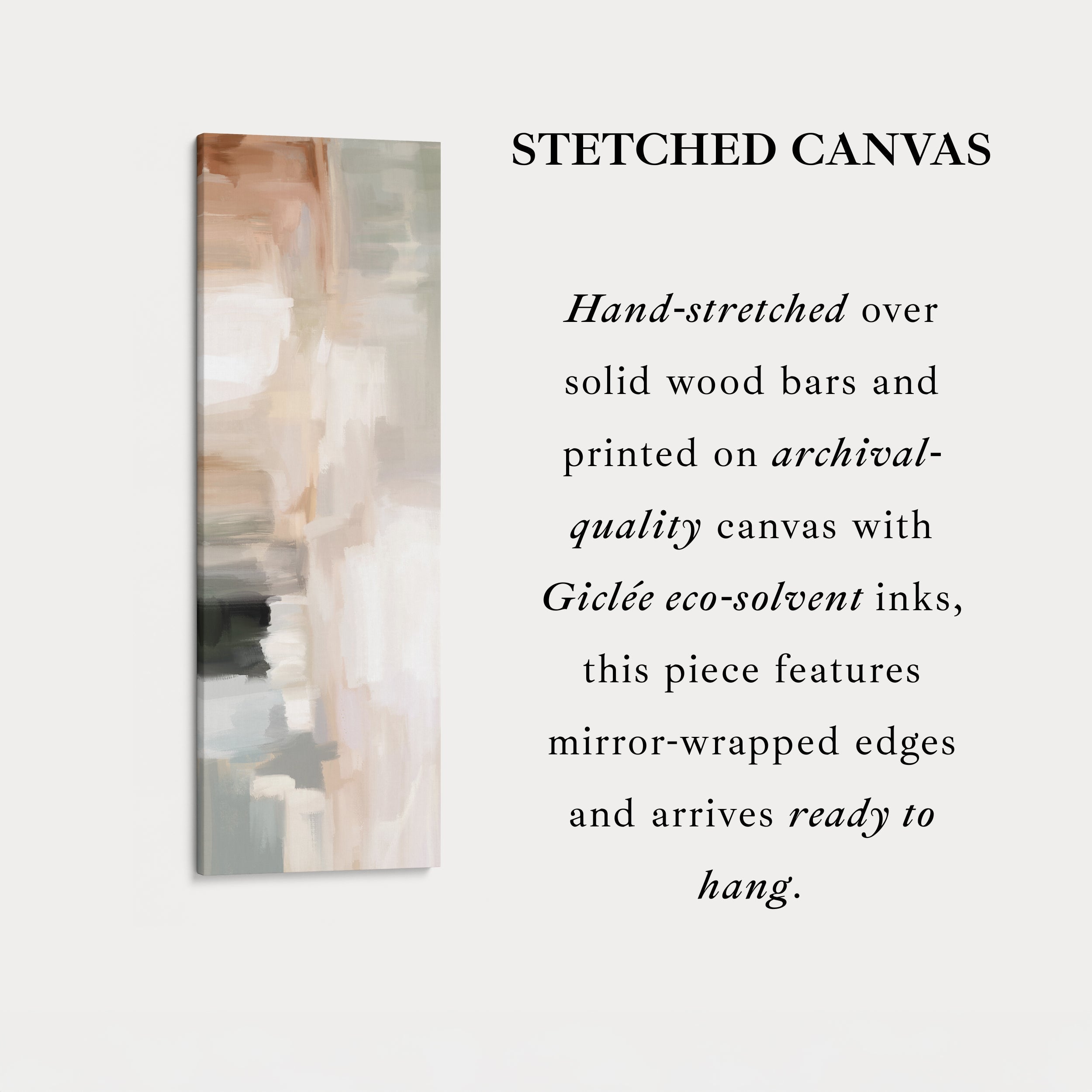 Vertical Wall Art Neutral Beige Narrow Wall Art For Living Room