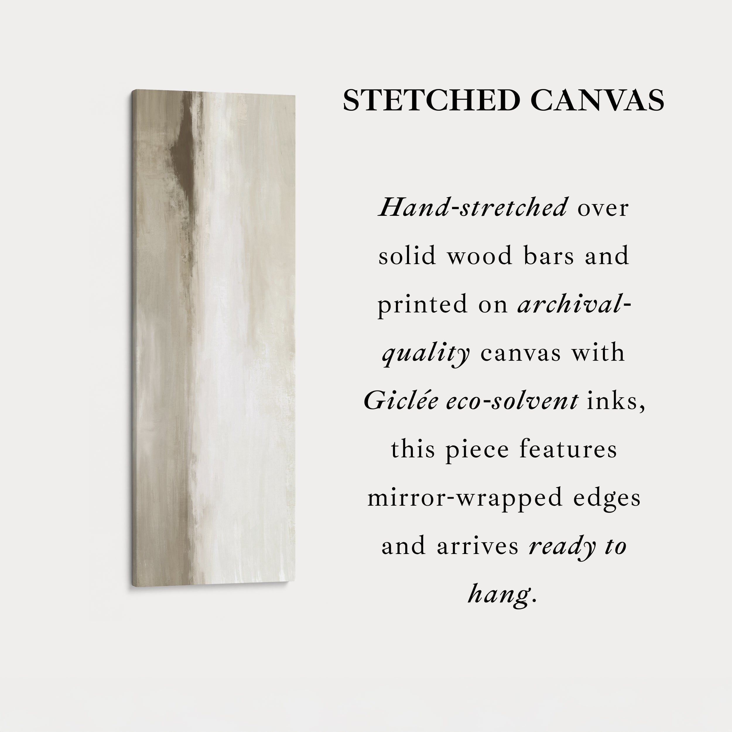 Thin Wall Art Beige Long Vertical Canvas For Hallway