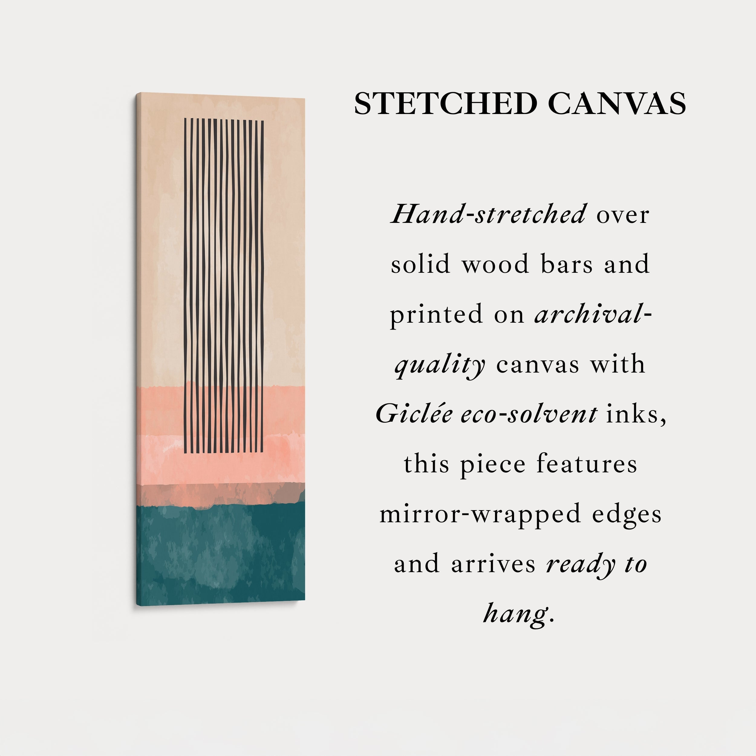 Long Vertical Canvas Orange Blue Tall Modern Abstract Wall Art