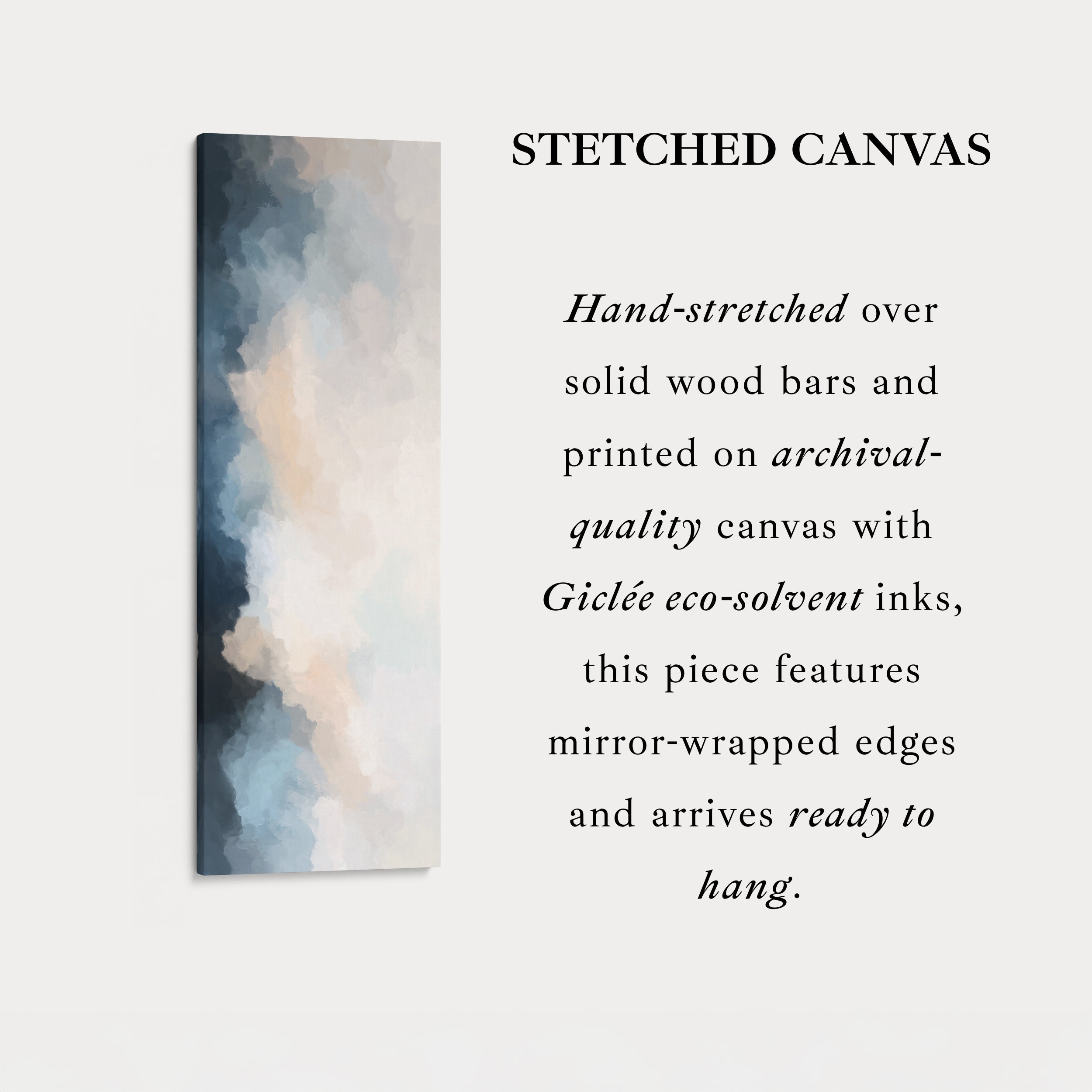 Vertical Wall Art Blue Beige Tall Modern Abstract Wall Art