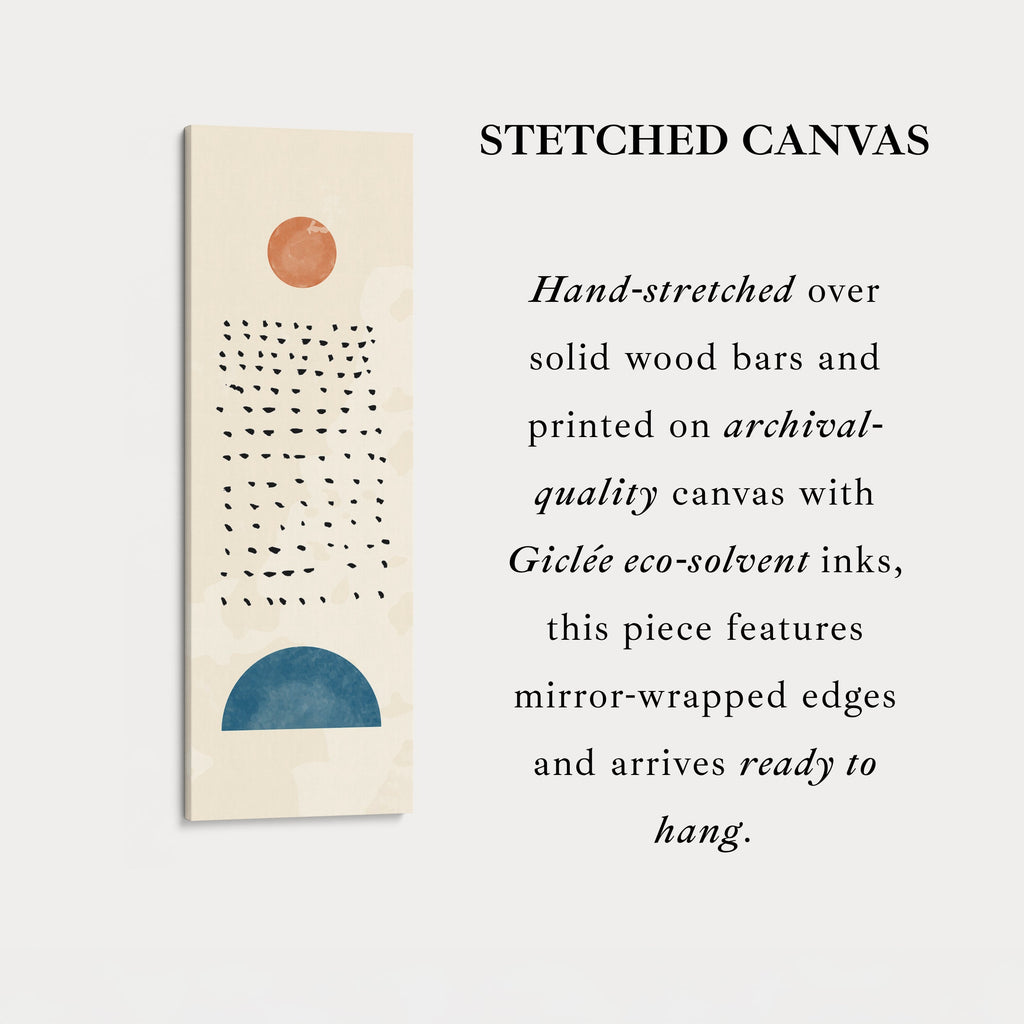 Hallway Wall Art Vertical Blue And Terracotta Linear Shapes