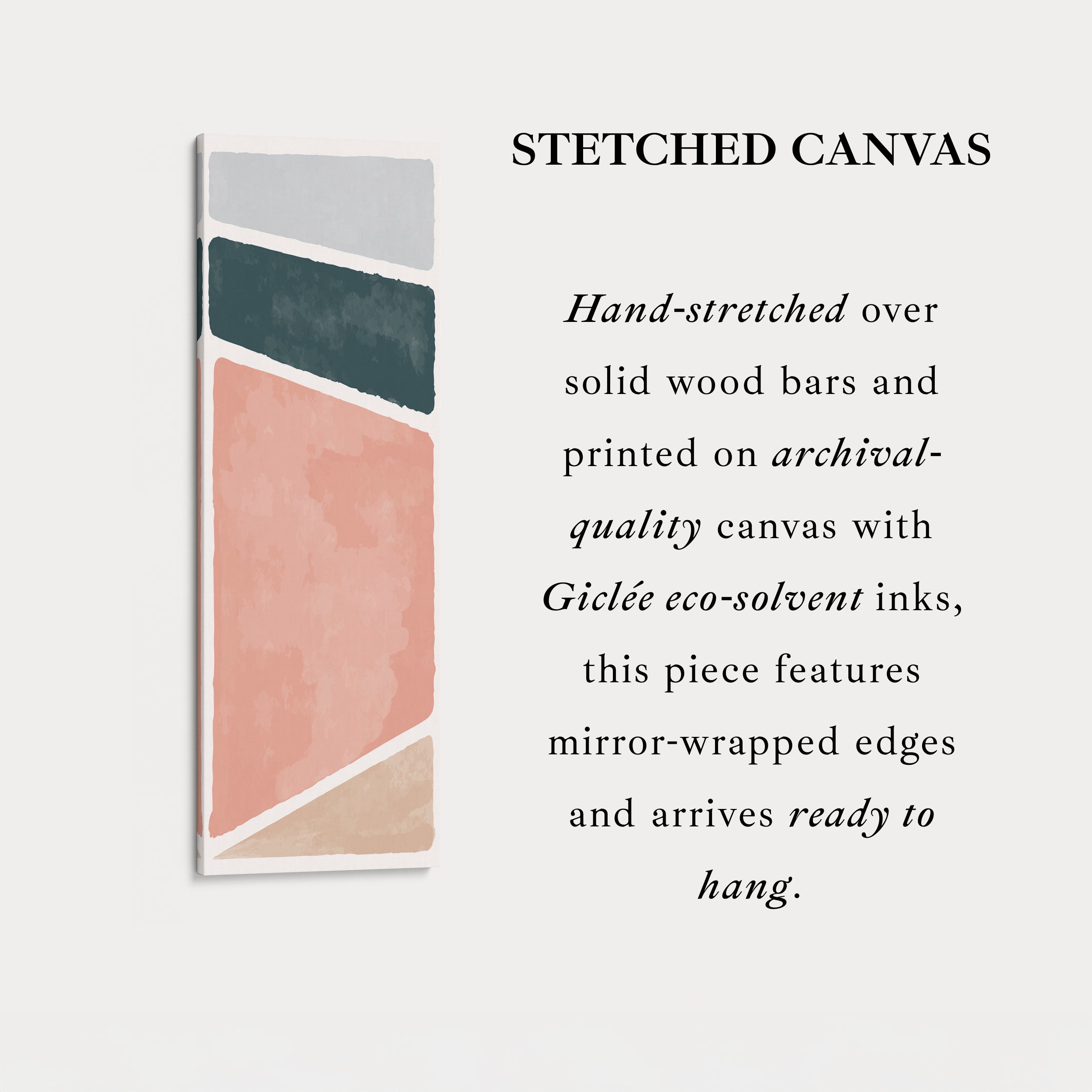 Tall Modern Abstract Wall Art Blue And Blush For Living Room