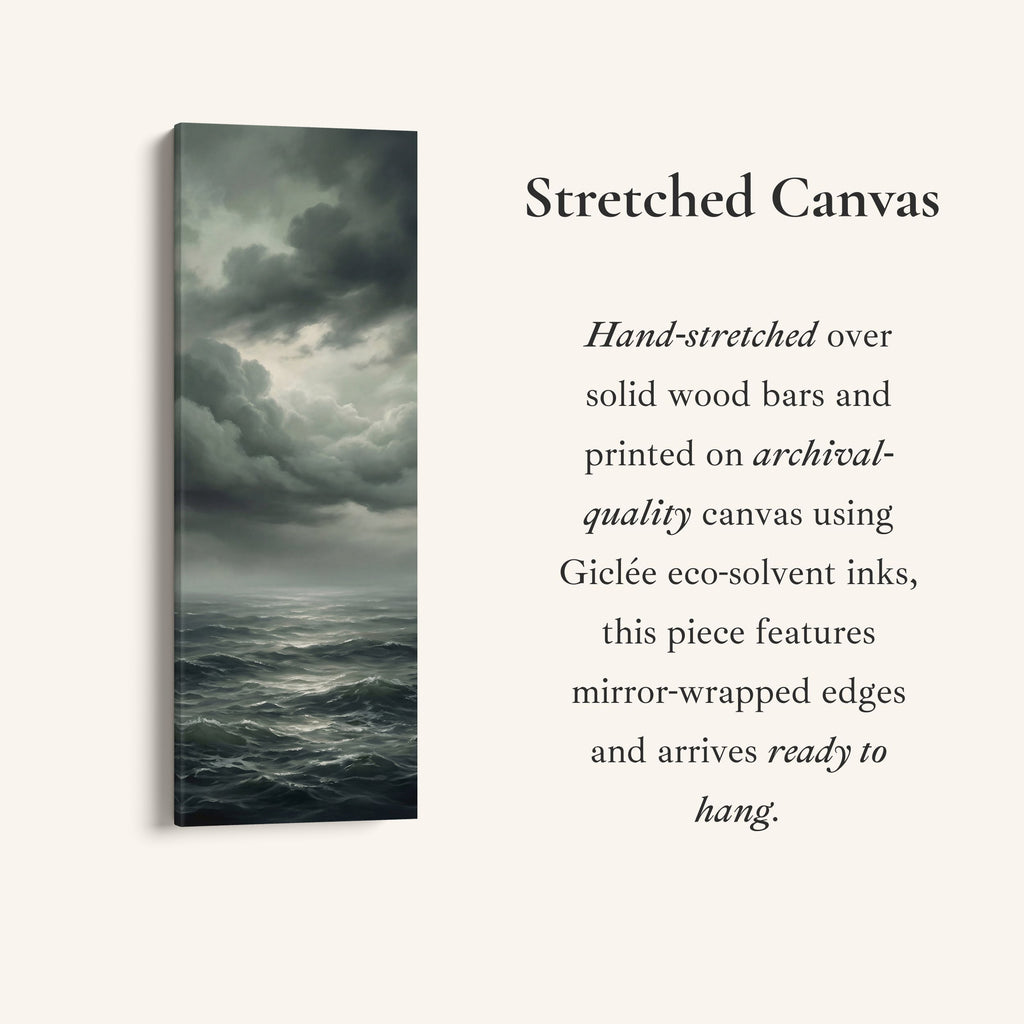Above Bed Wall Art Overcast Ocean Horizon Panoramic Canvas Print Bedroom