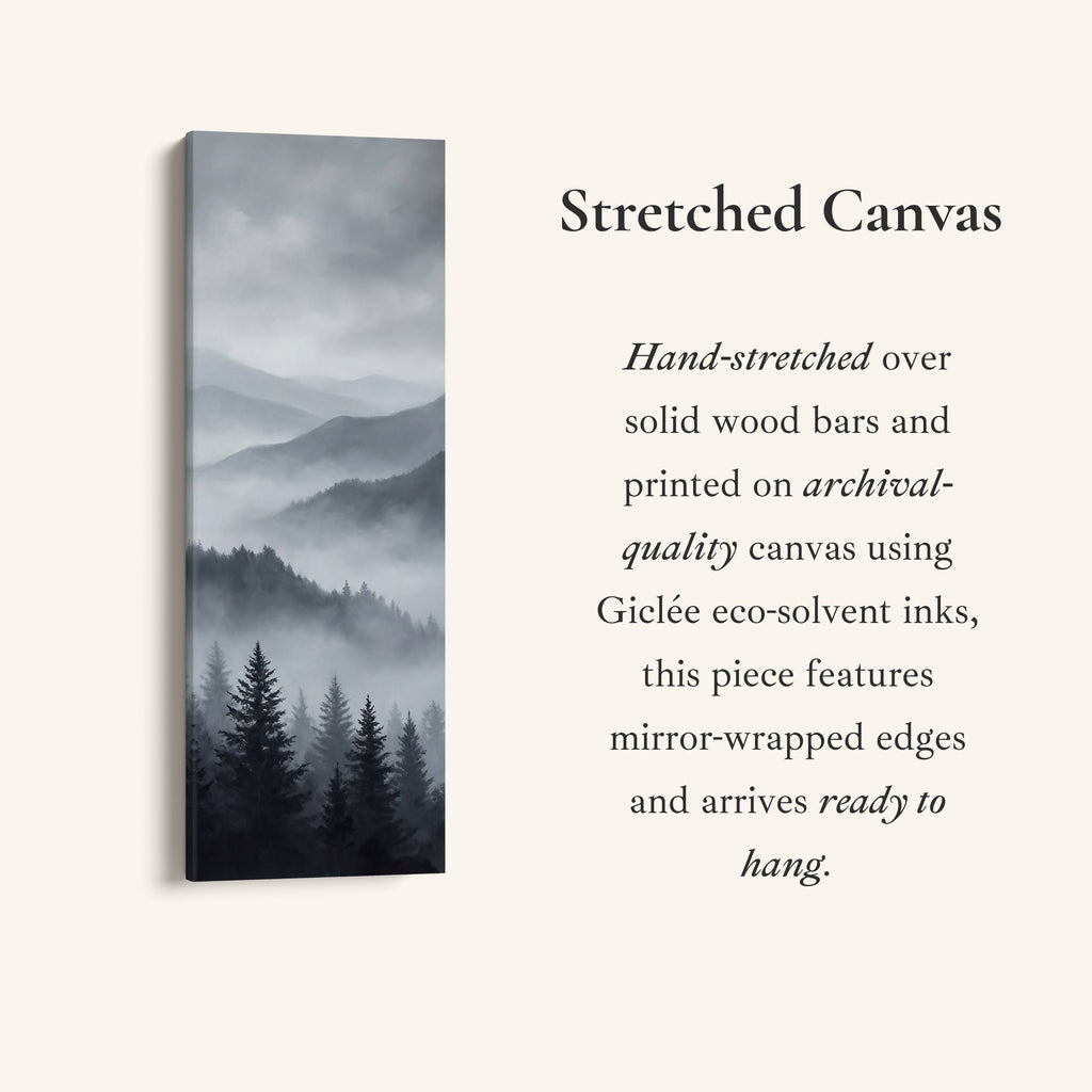 Above Soft Wall Art Misty Mountain Forest Extra Wide Canvas For Hallway