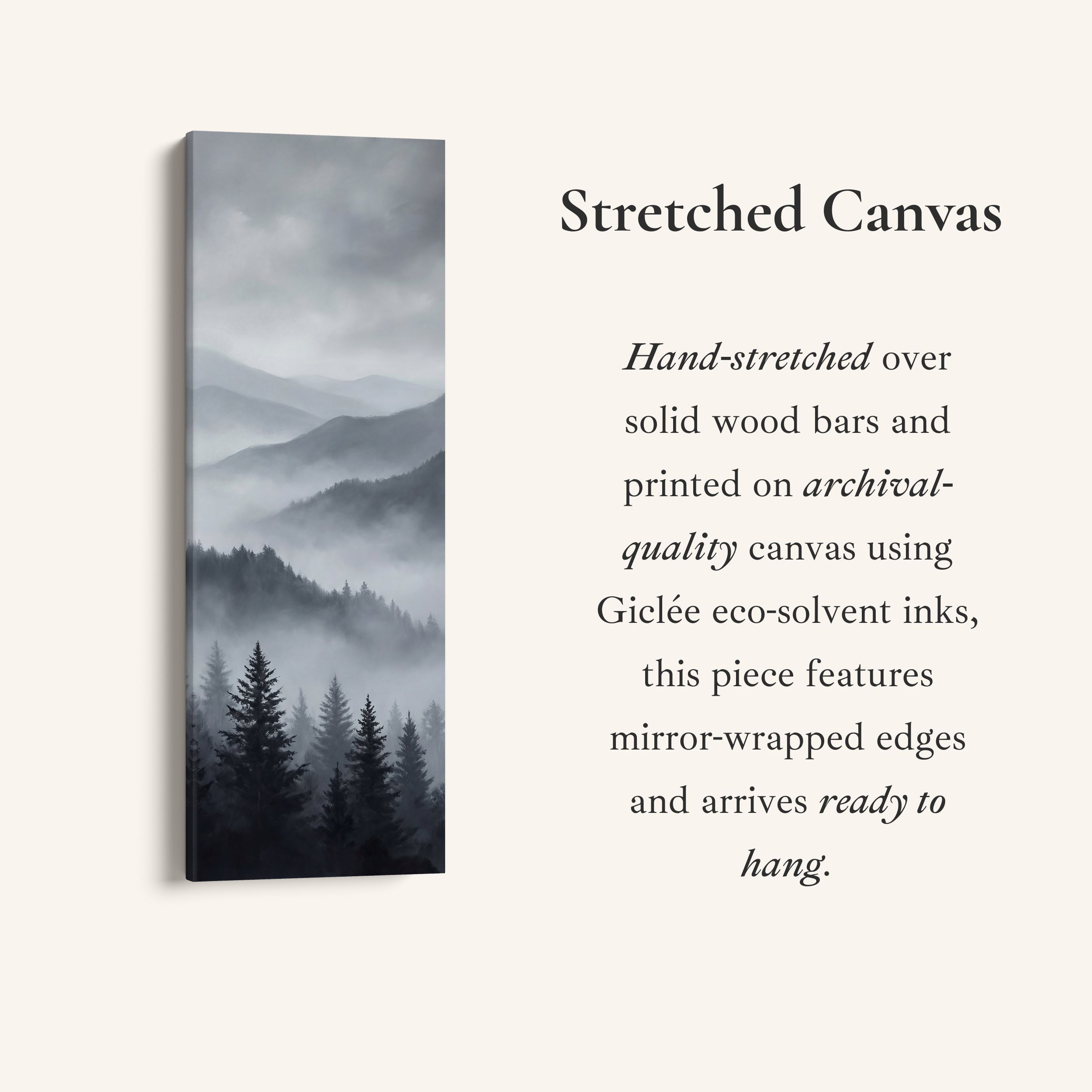 Above Soft Wall Art Misty Mountain Forest Extra Wide Canvas For Hallway