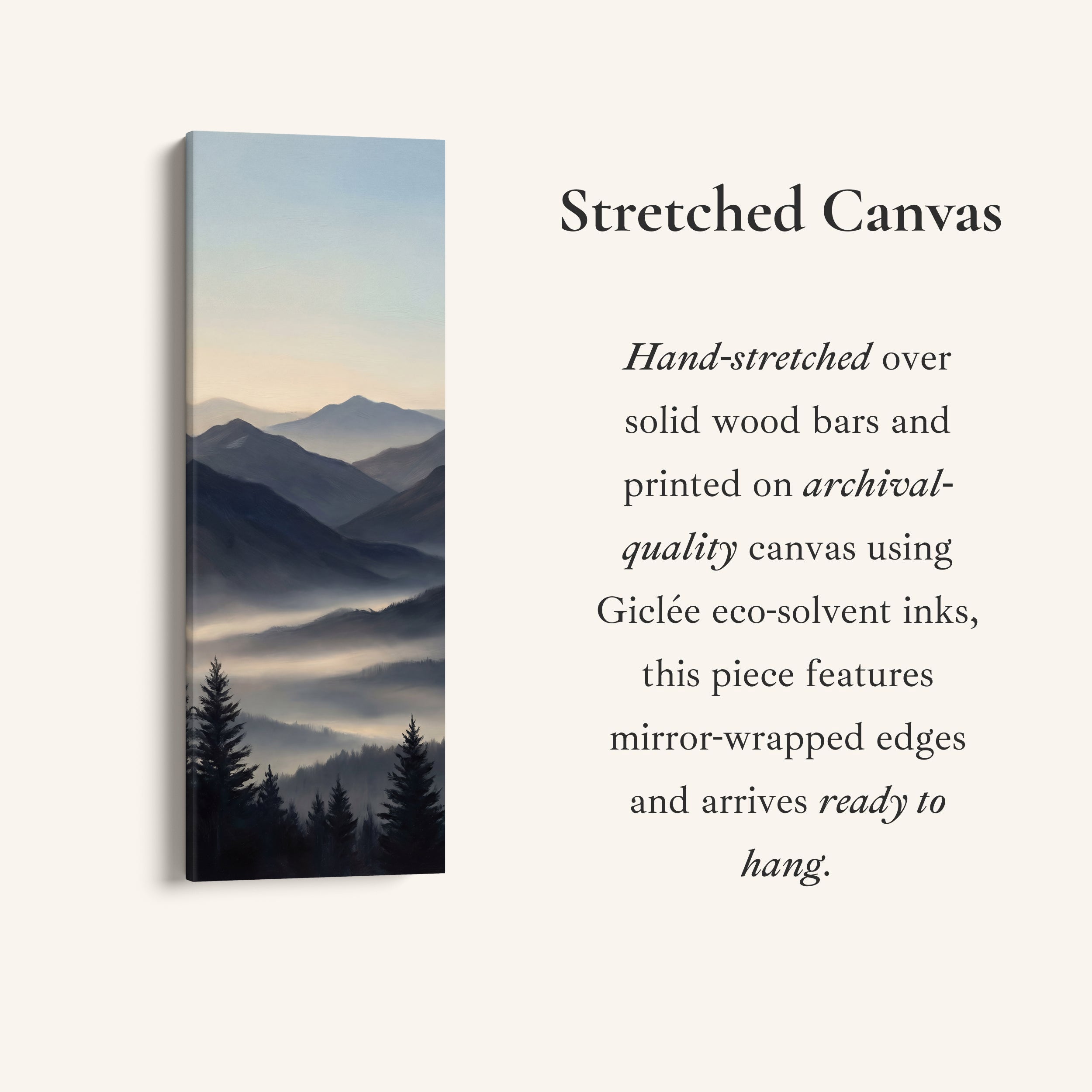 Mountain Valley Mist Wide Canvas Vertical Canvas Print For Office