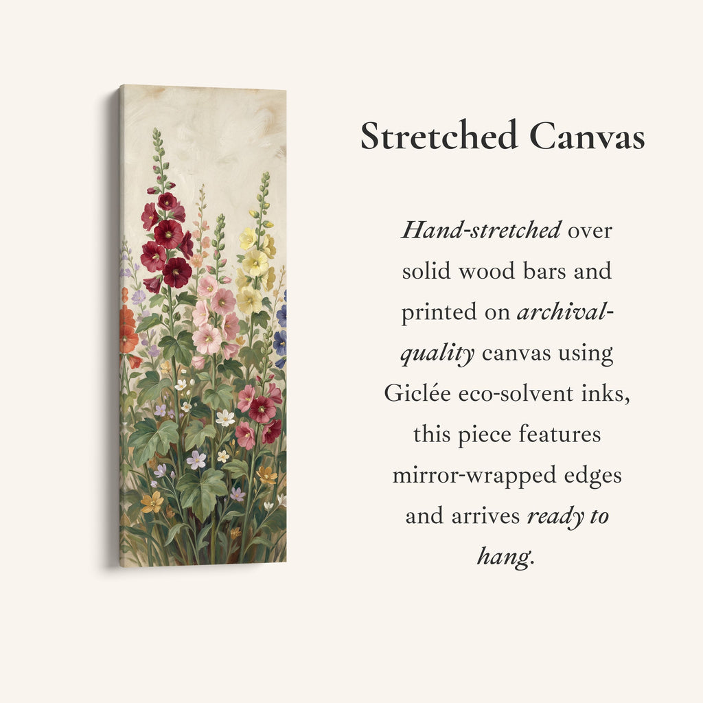 Tall Garden Blooms Long Wall Art Vertical Canvas Print Bedroom
