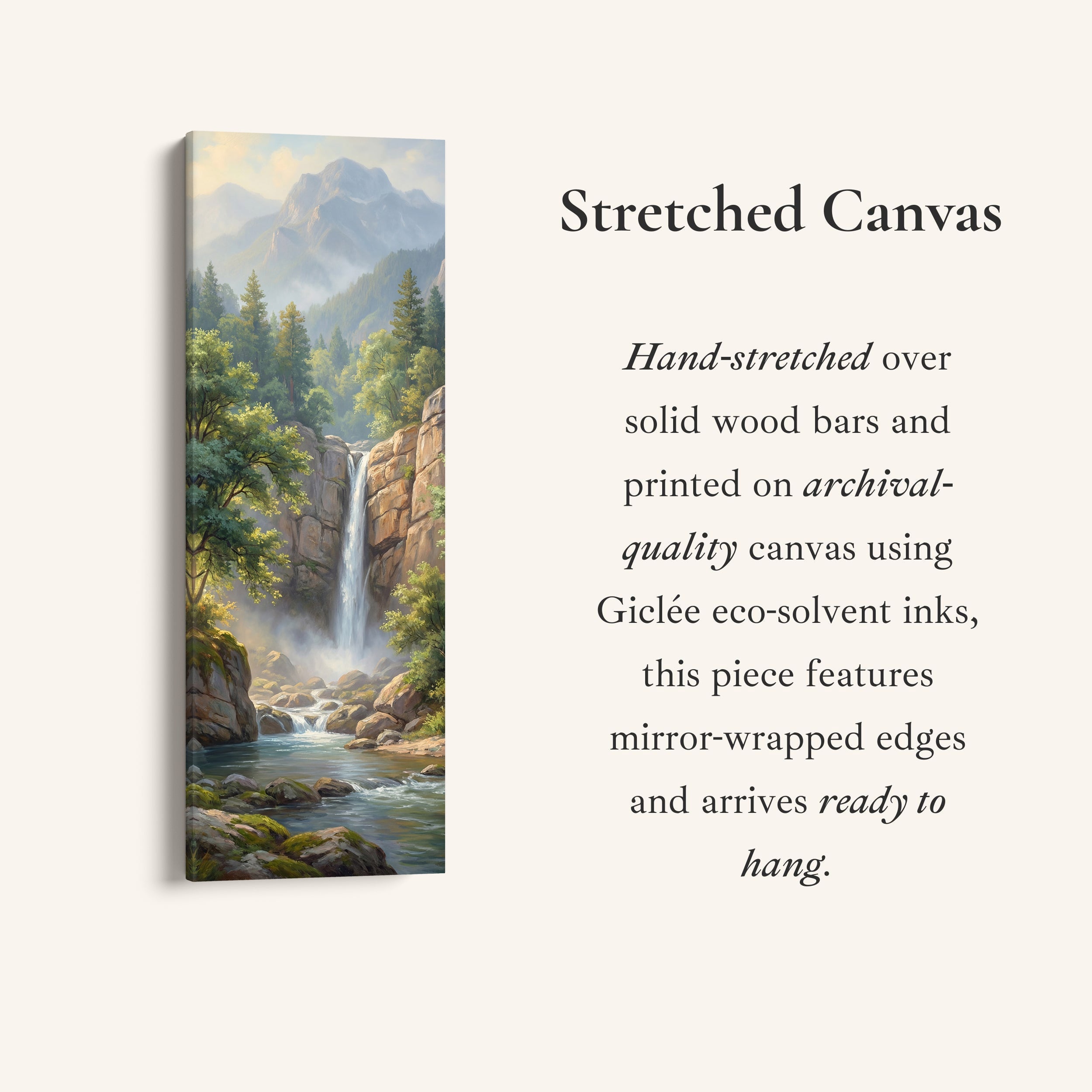 Mountain Waterfall Vertical Wall Art Statement Wall Decor Living Room