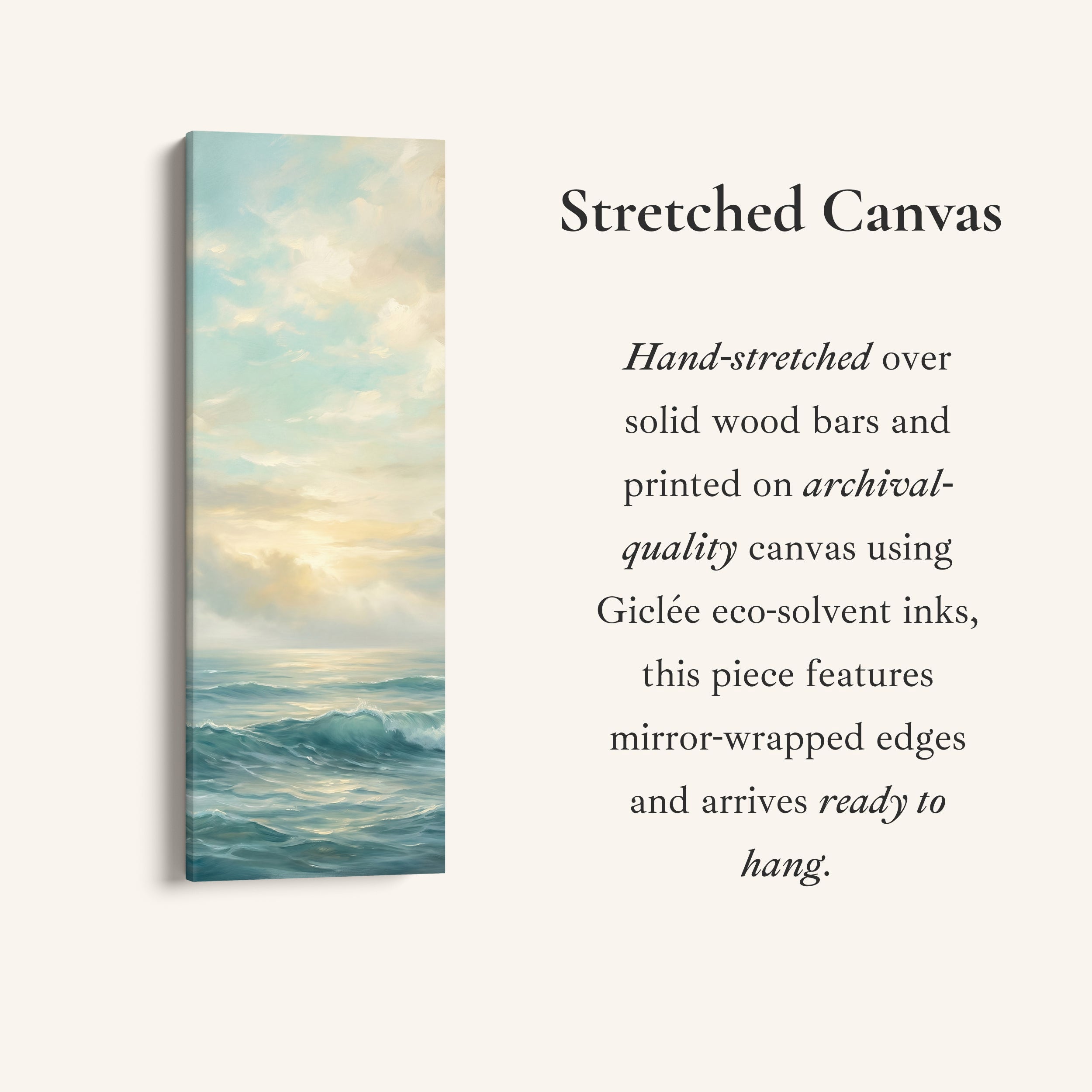 Calm Ocean Above Bed Wall Art Panoramic Canvas Print Bedroom
