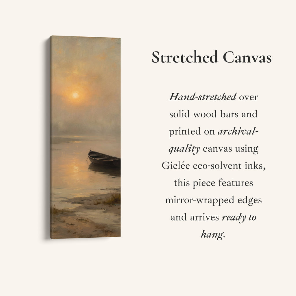 Boat At Sunset Above Soft Wall Art Extra Wide Canvas Hallway