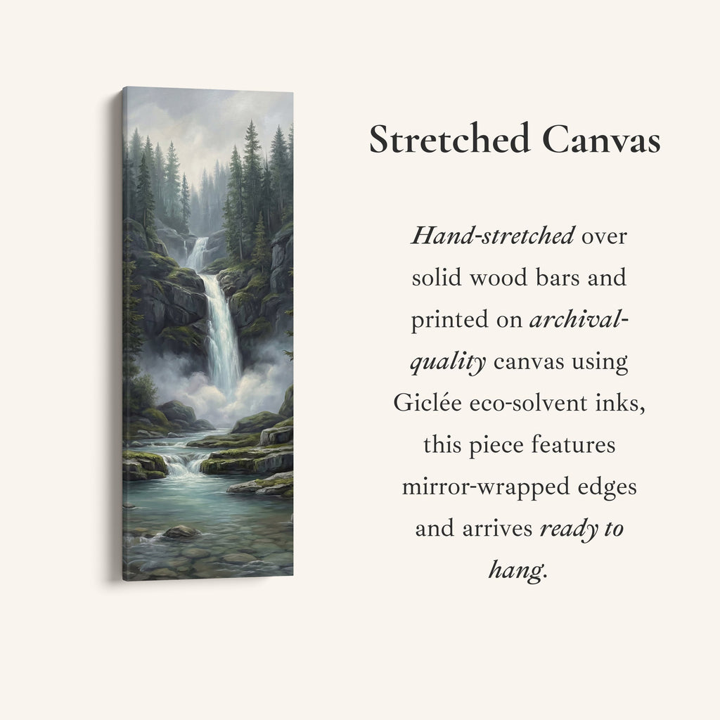 Pine Forest Falls Large Wall Art Framed Canvas Print Living Room