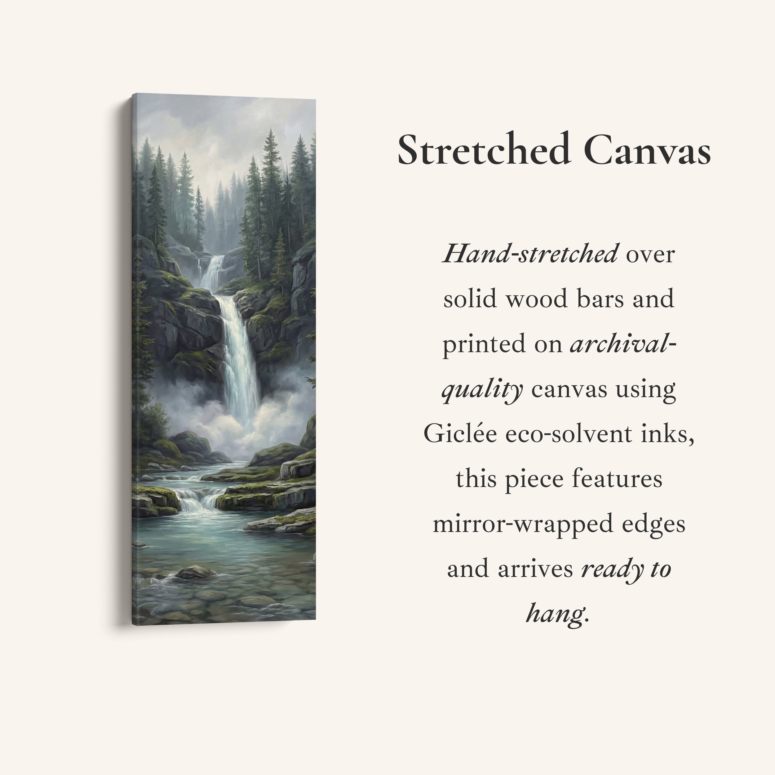 Pine Forest Falls Large Wall Art Framed Canvas Print Living Room