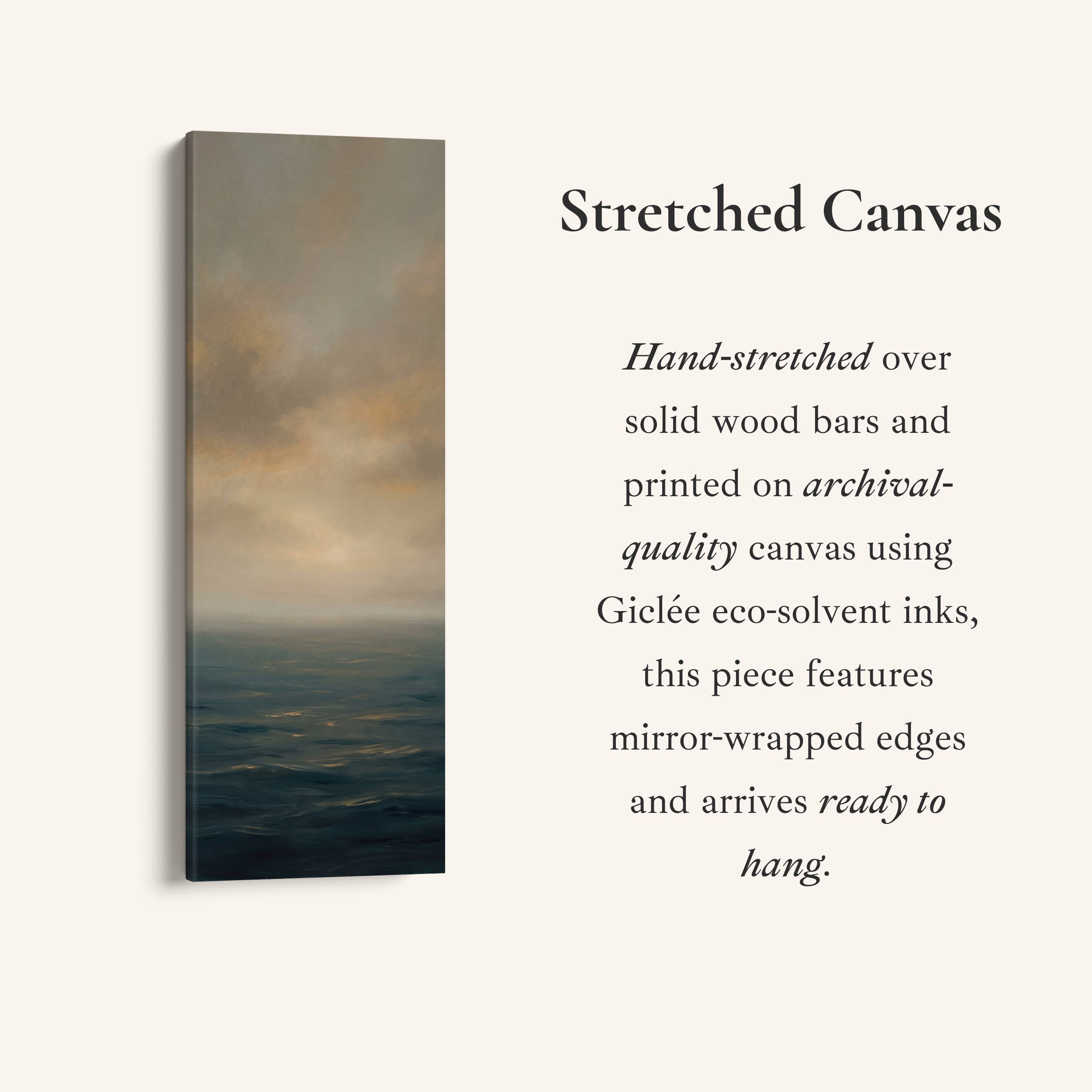 Moody Ocean Horizon Panoramic Wall Art Extra Wide Canvas Bedroom