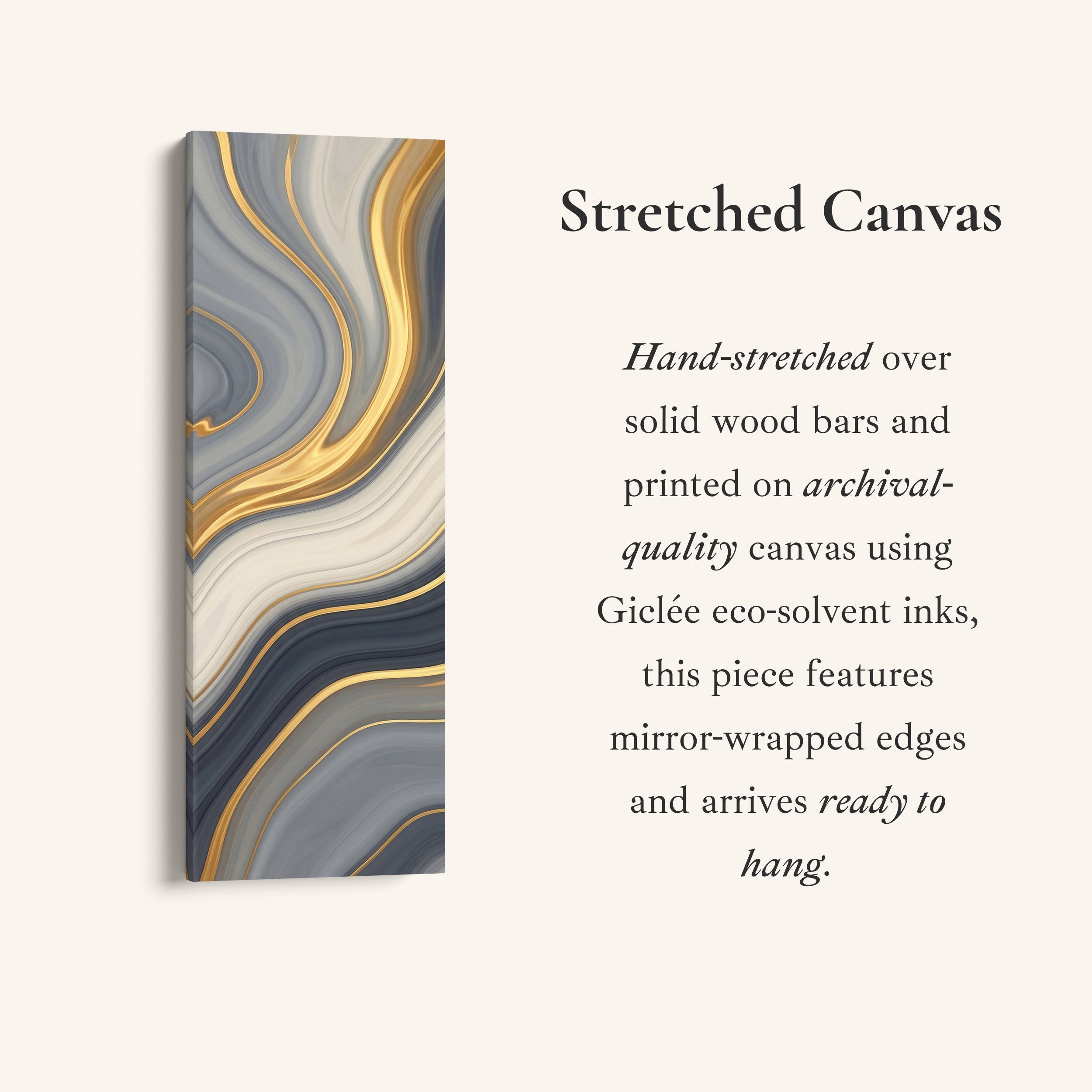 Abstract Gold Waves Above Soft Wall Art Extra Wide Canvas Office