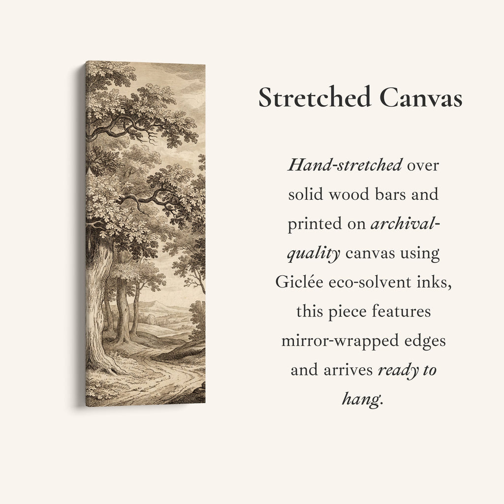 Vintage Forest Landscape Vertical Wall Art Panoramic Canvas Print Bedroom