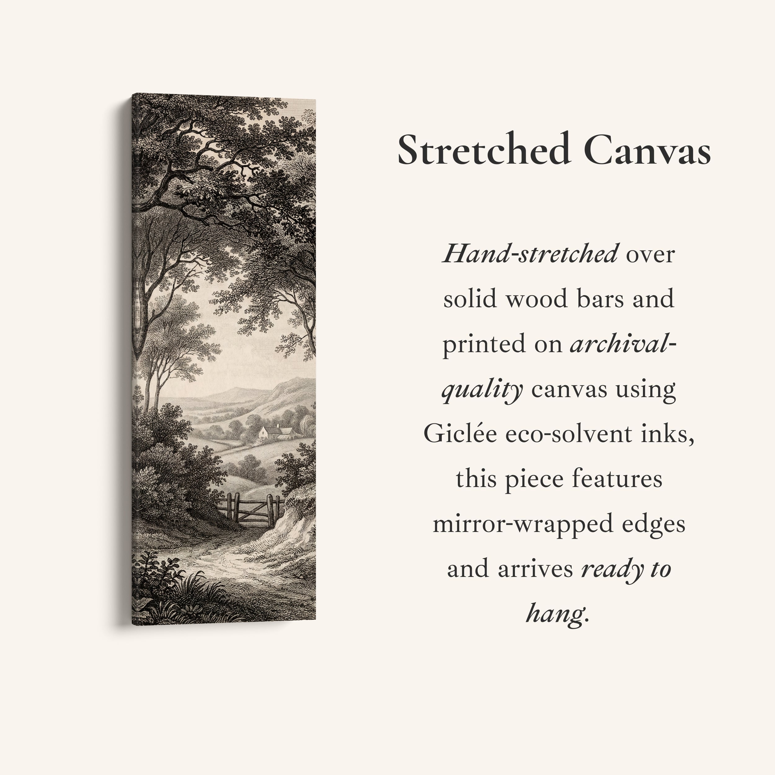 Vintage Countryside Path Vertical Wall Art Wide Canvas Bedroom