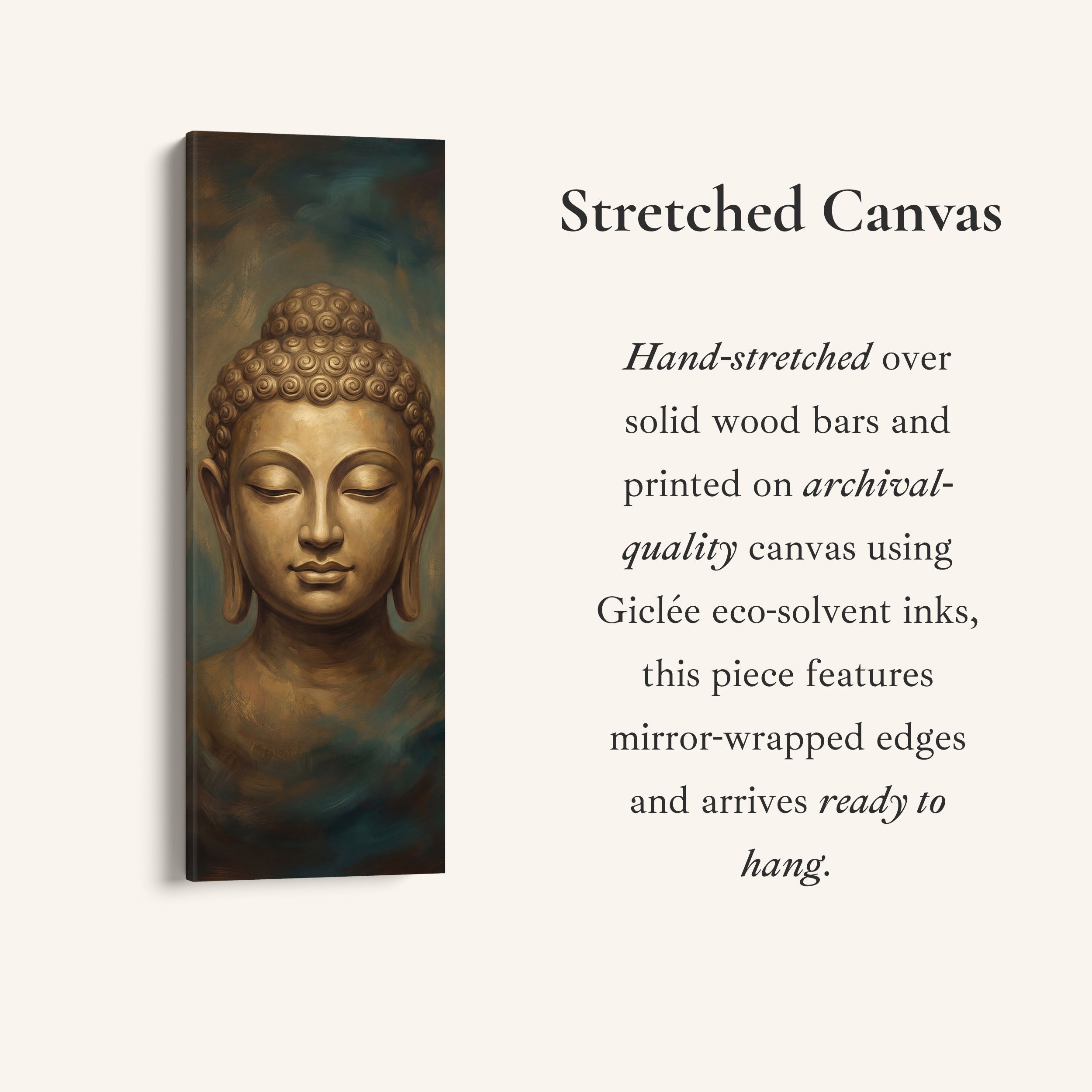 Above Bed Wall Art Buddha Frontal Portrait Canvas Bedroom