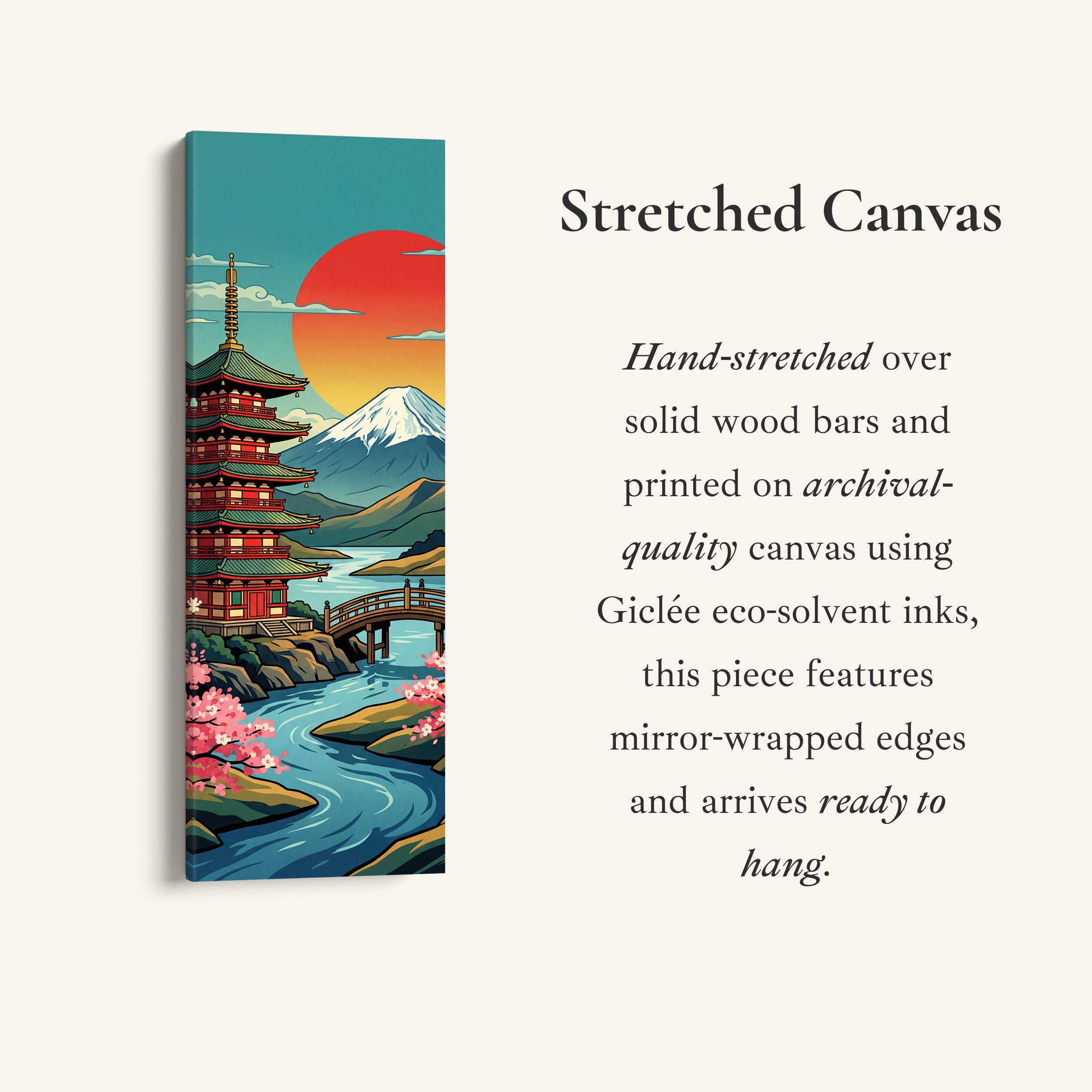 Japanese Pagoda Vertical Wall Art Panoramic Canvas Living Room