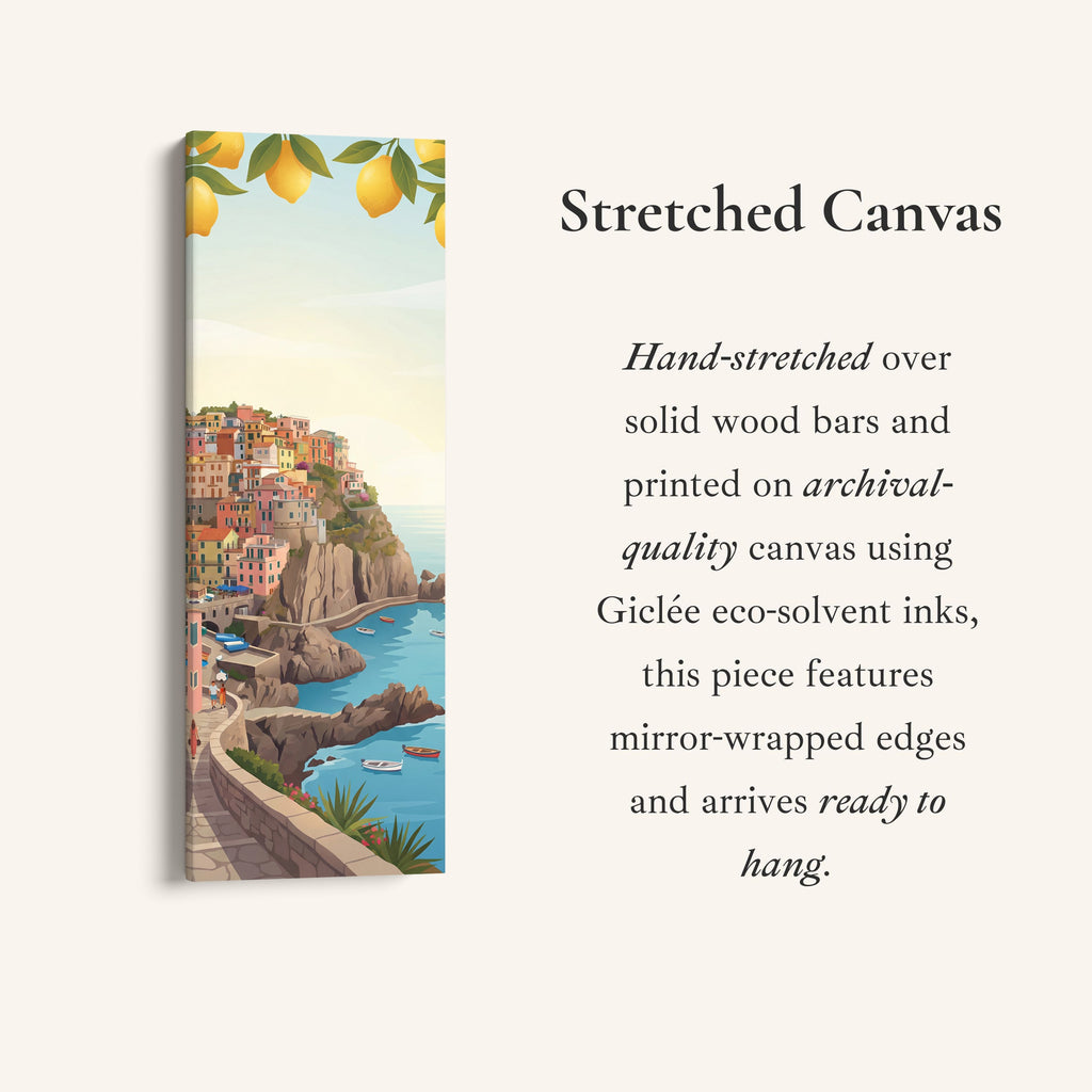 Vertical Wall Art Mediterranean Coastal Village Canvas Print Kitchen