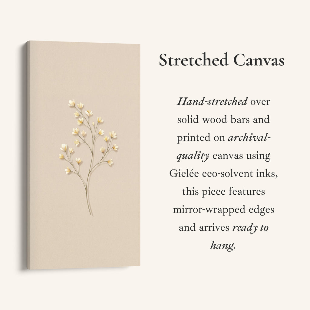 Large Vertical Wall Art Single Flowering Stem Tall Canvas For Bedroom