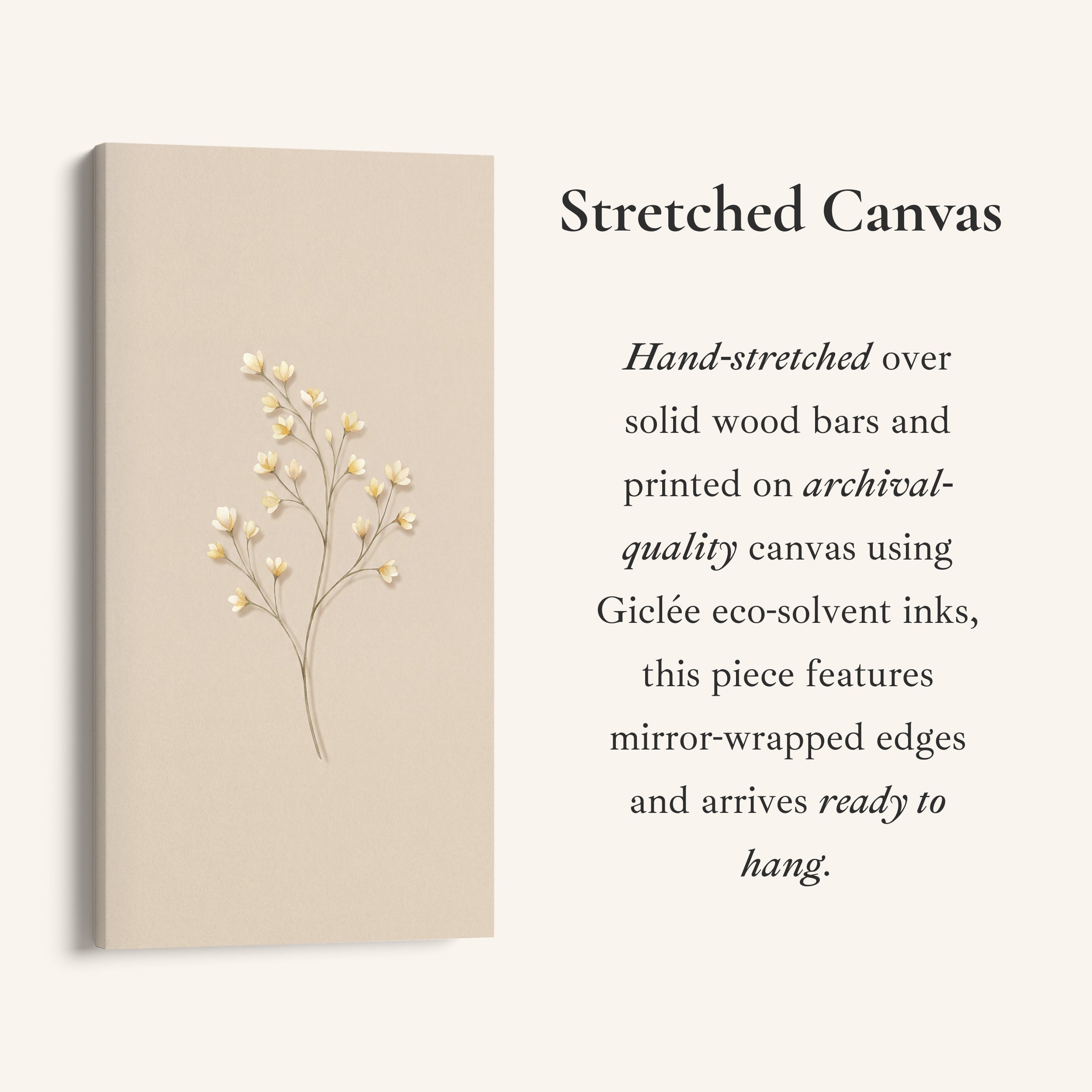 Large Vertical Wall Art Single Flowering Stem Tall Canvas For Bedroom
