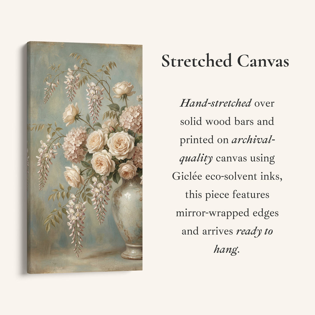 Large Vertical Wall Art For Kitchen Roses In Vase Still Life Vertical Canvas