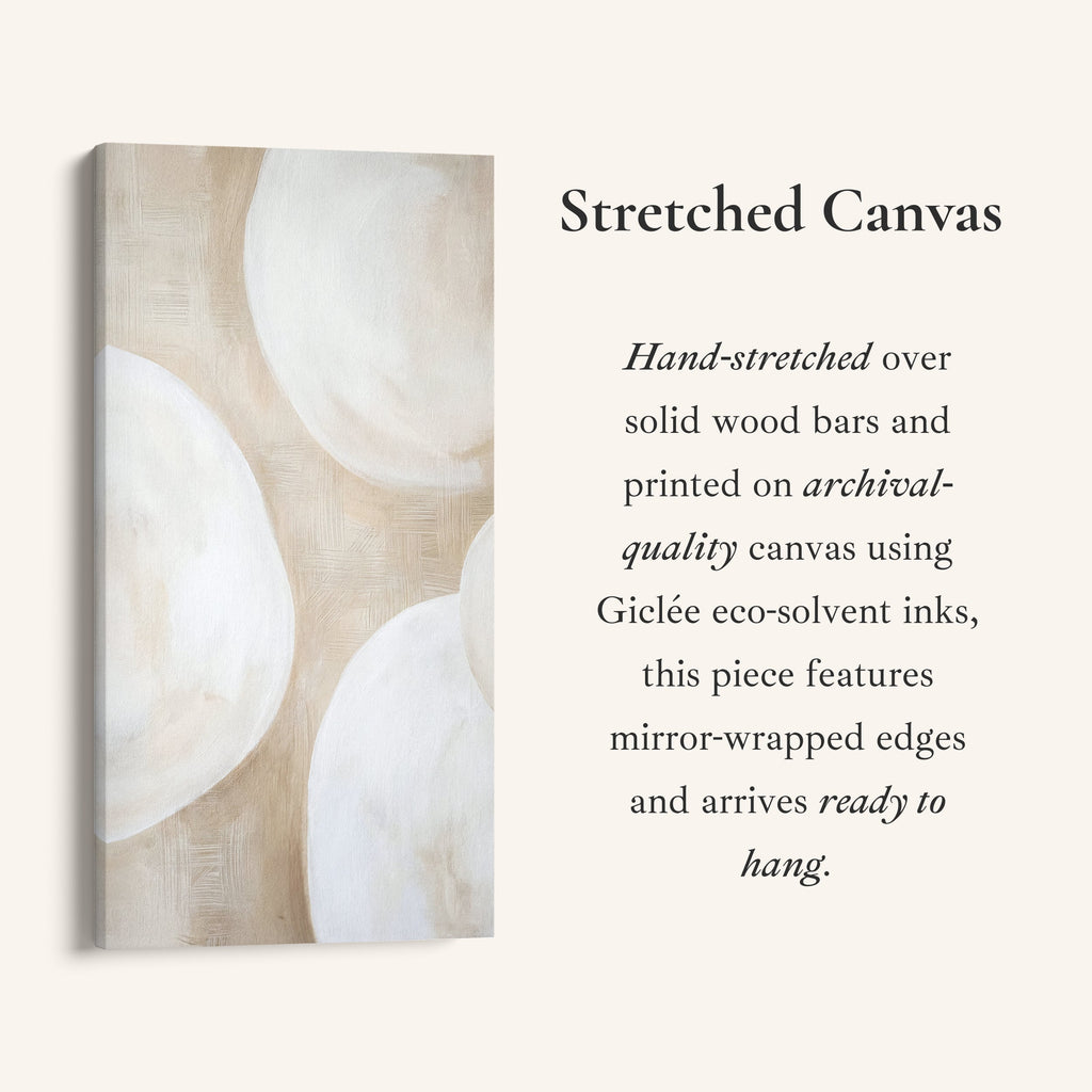 Tall Narrow Canvas Neutral Abstract Circles Tall Canvas For Living Room