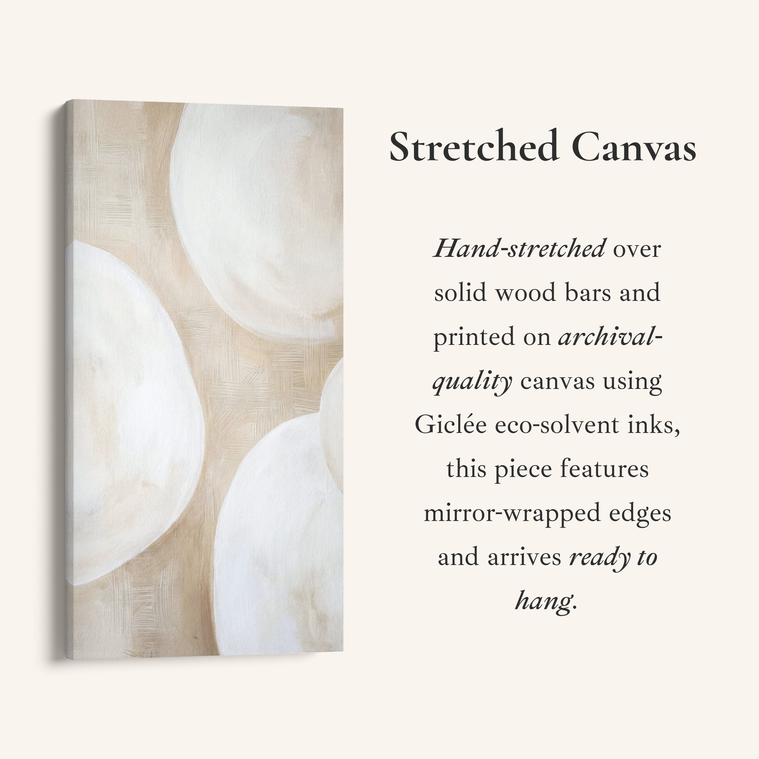 Tall Narrow Canvas Neutral Abstract Circles Tall Canvas For Living Room