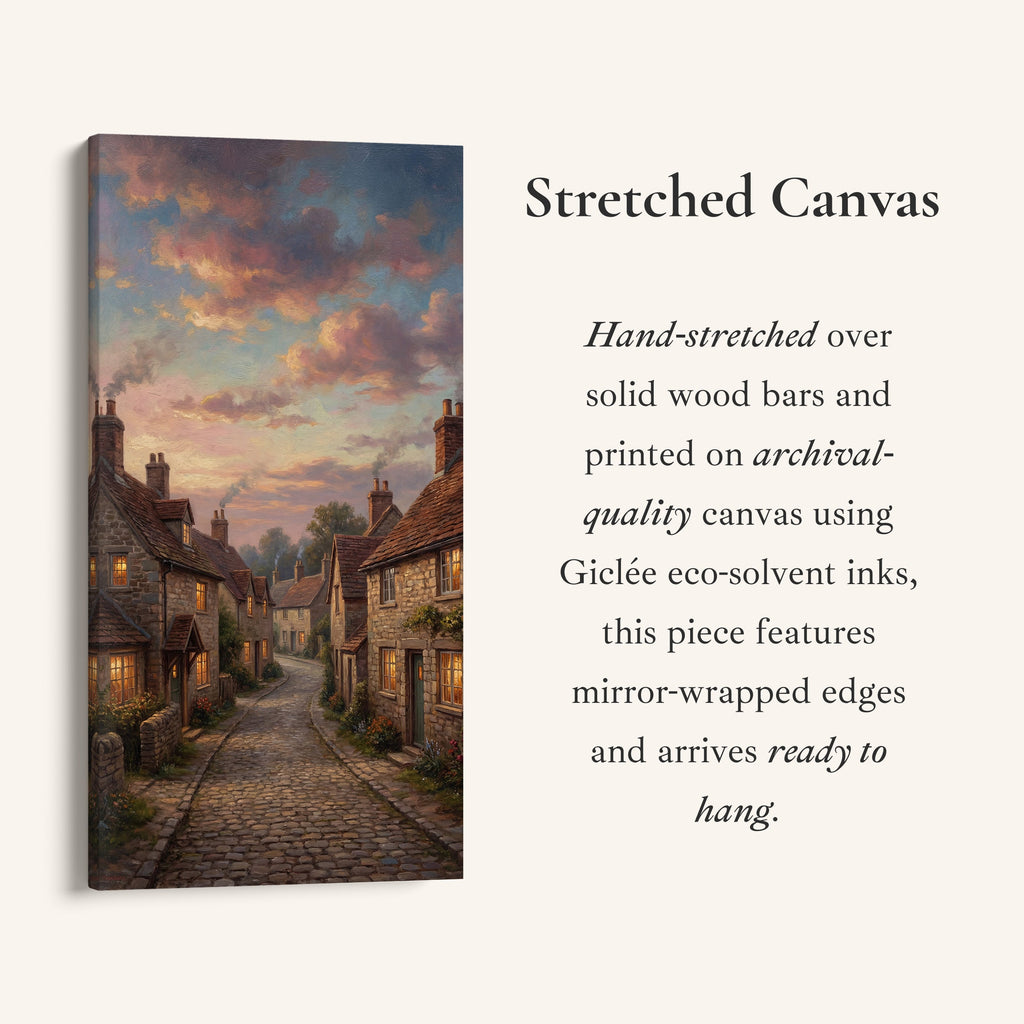 Large Vertical Wall Art Tall Wall Art Village Street At Dusk For Office