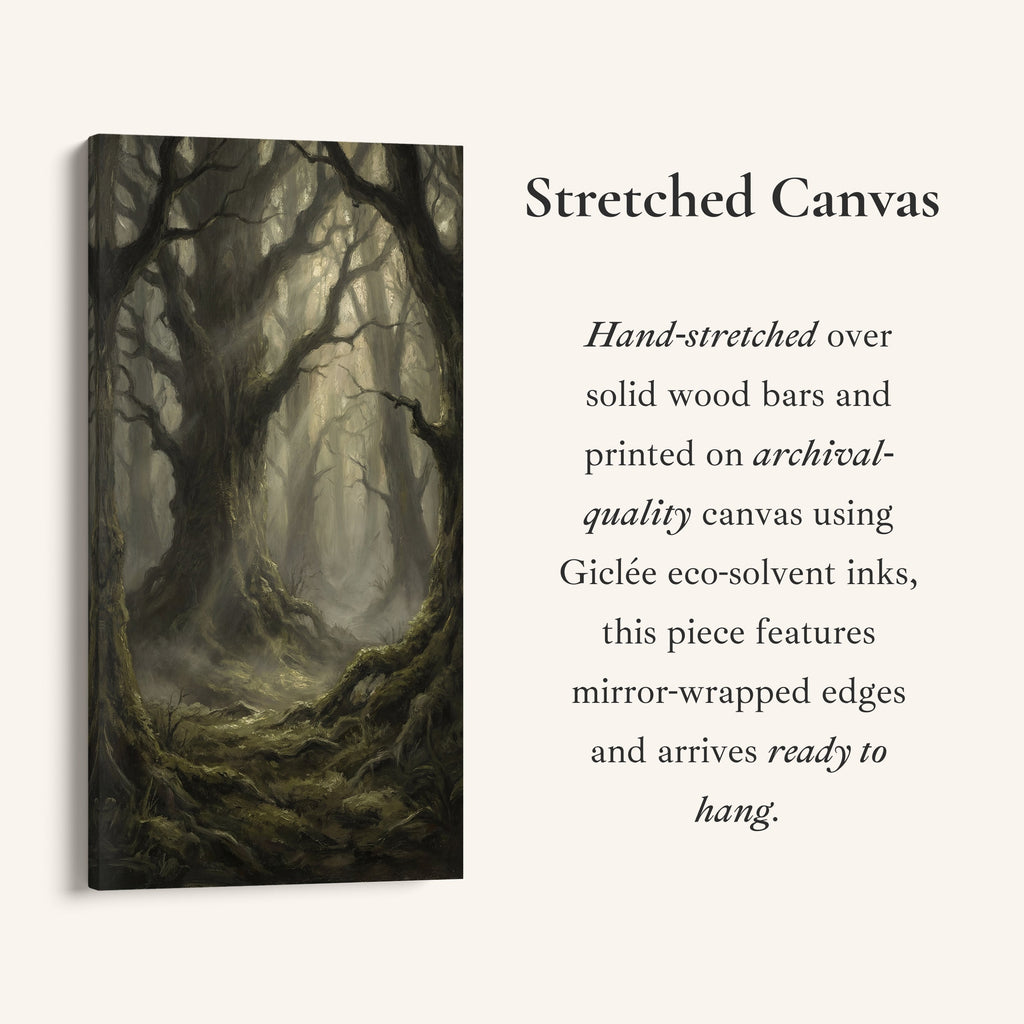 Large Vertical Wall Art Dark Forest With Moss Portrait Wall Art For Kitchen