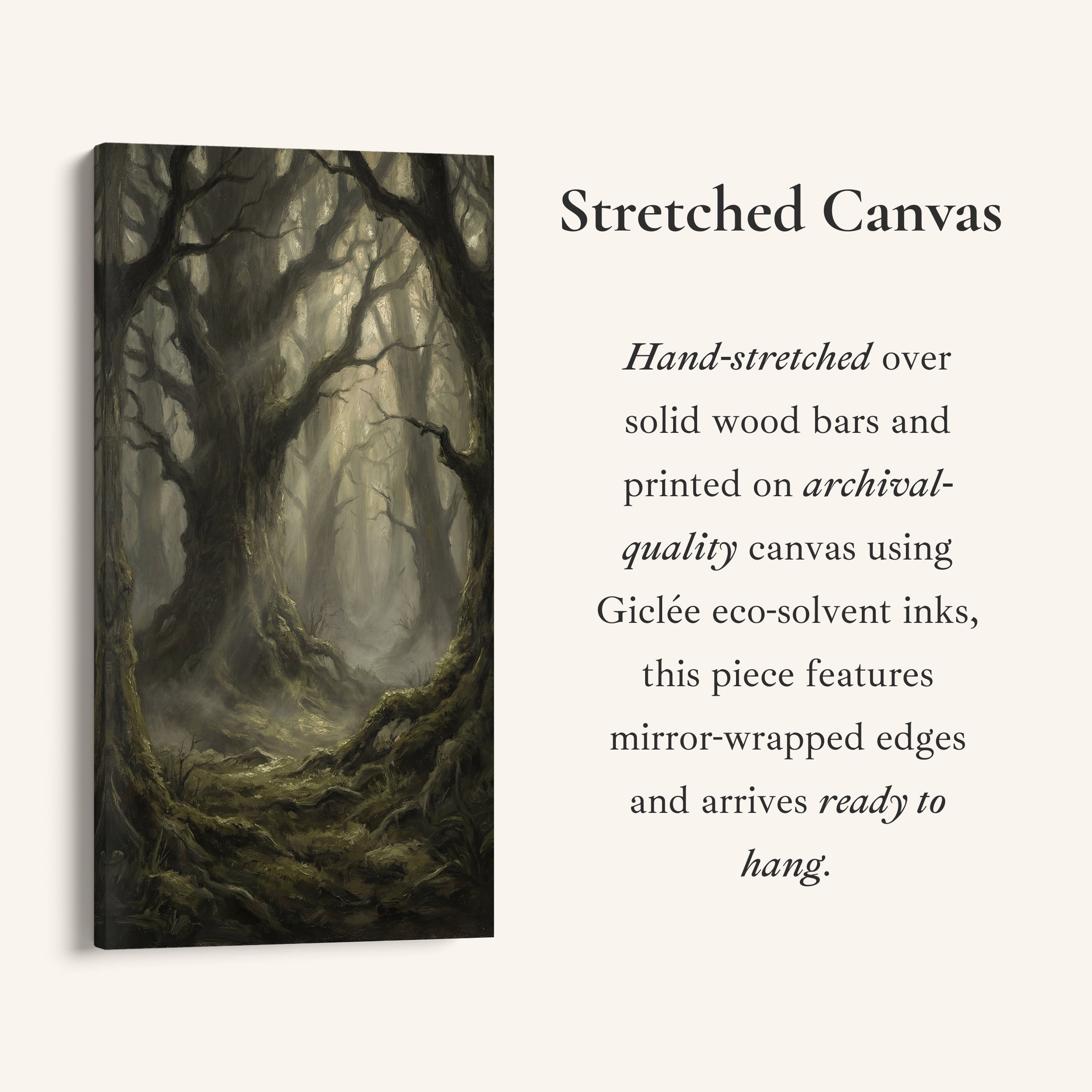 Large Vertical Wall Art Dark Forest With Moss Portrait Wall Art For Kitchen