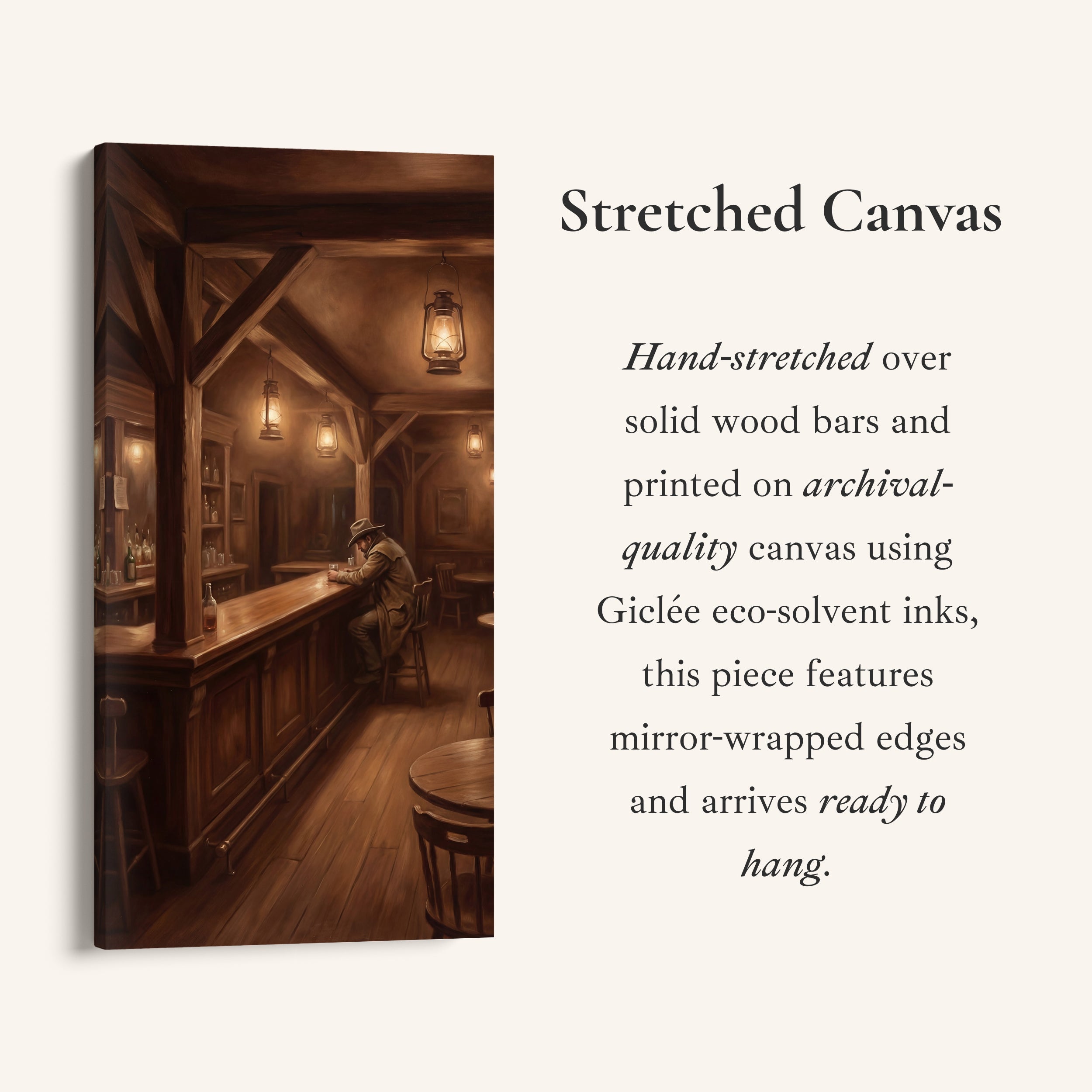 Long Wall Art For Hallway Western Saloon Interior Bar Vertical Canvas
