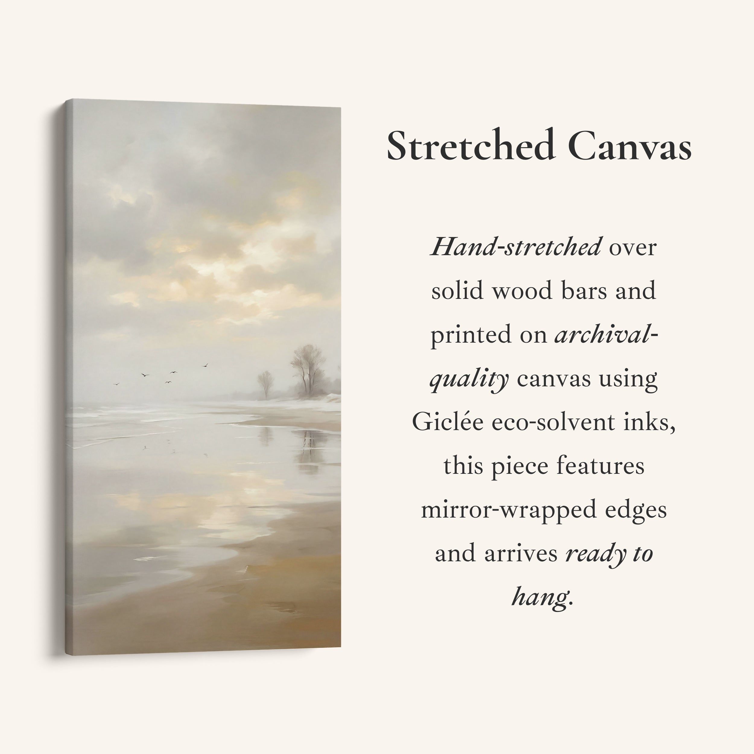 Long Wall Art Foggy Beach Shoreline Portrait Wall Art For Kitchen