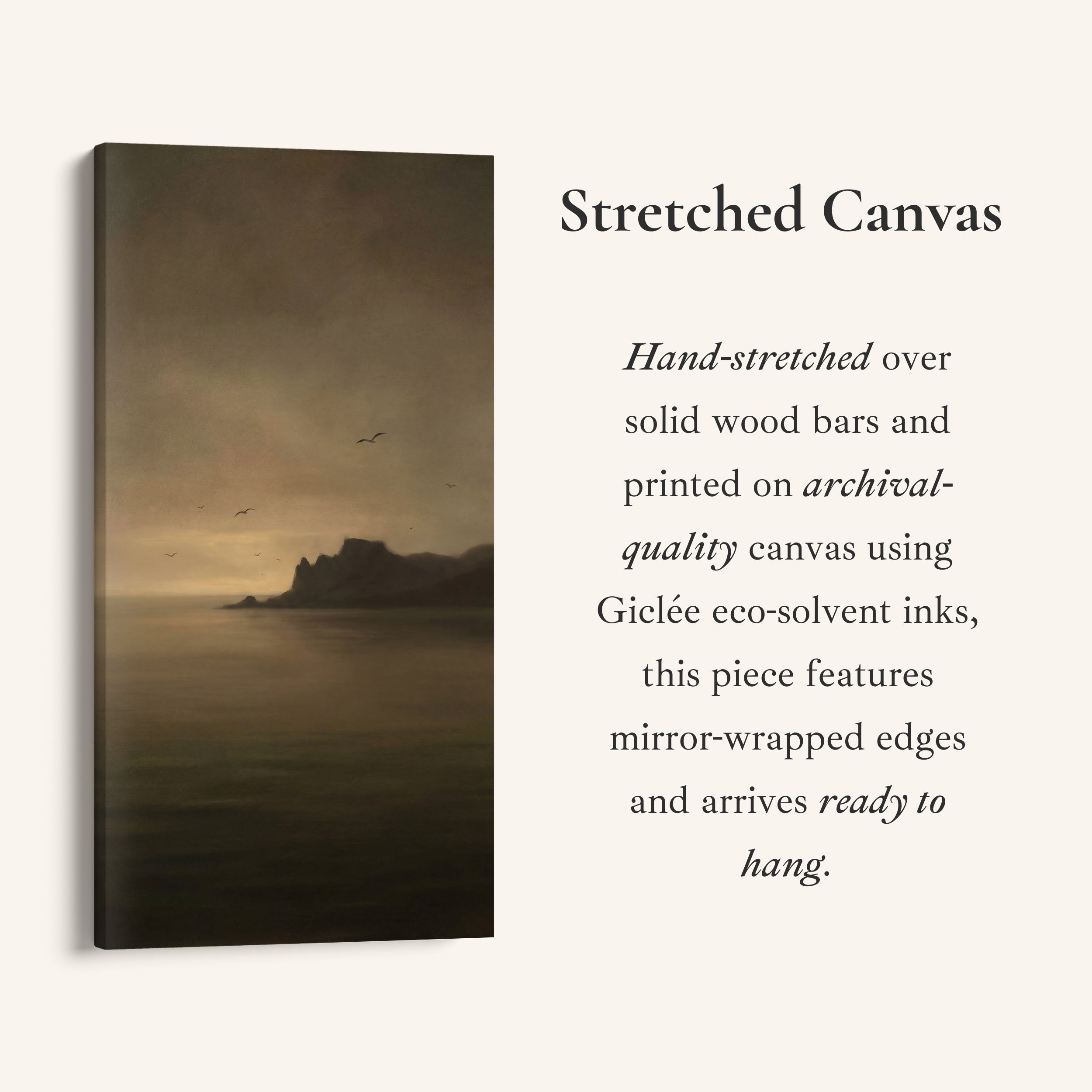 Portrait Wall Art For Office Foggy Sea With Rocky Island Vertical Canvas