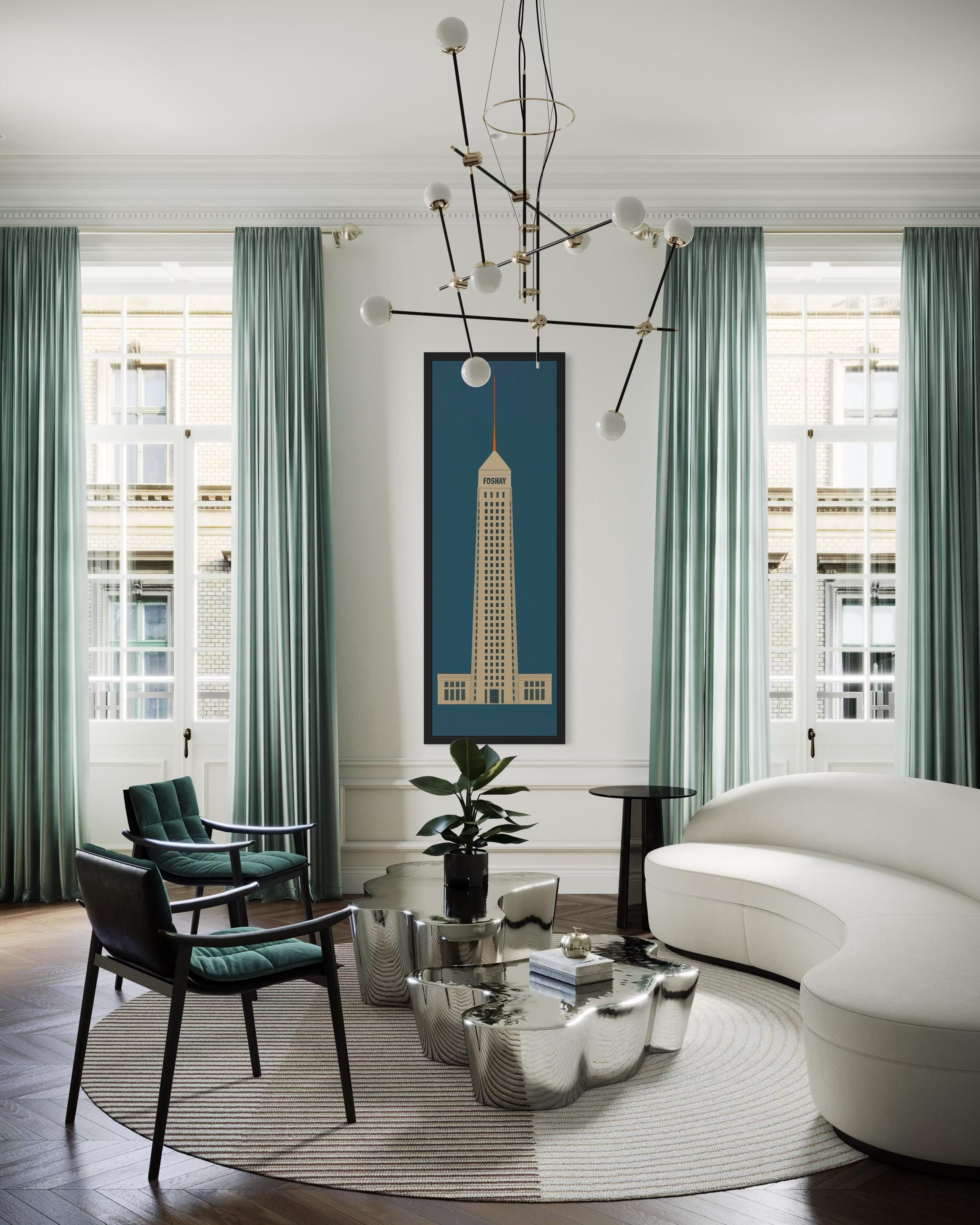 Vertical Narrow Foshay Tower Minimalist Architectural Wall Art