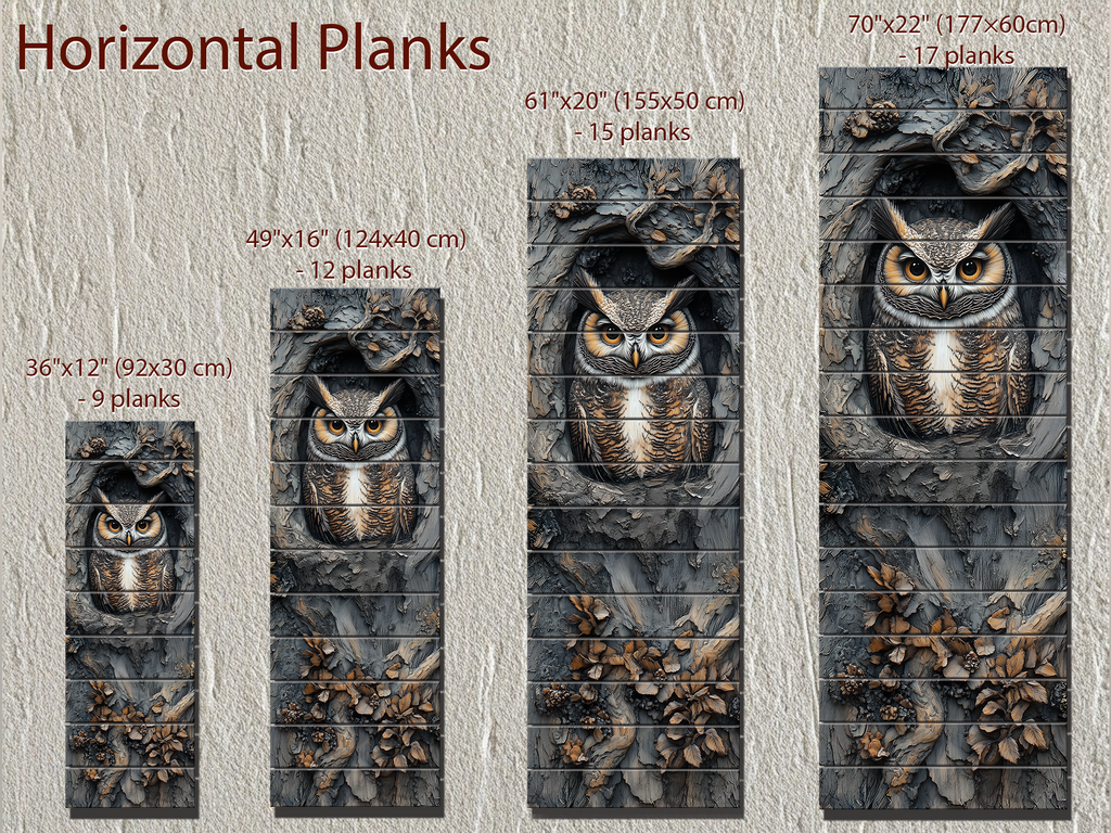 Vertical Owl In A Tree Real Wood Wall Art for Cabin Decor