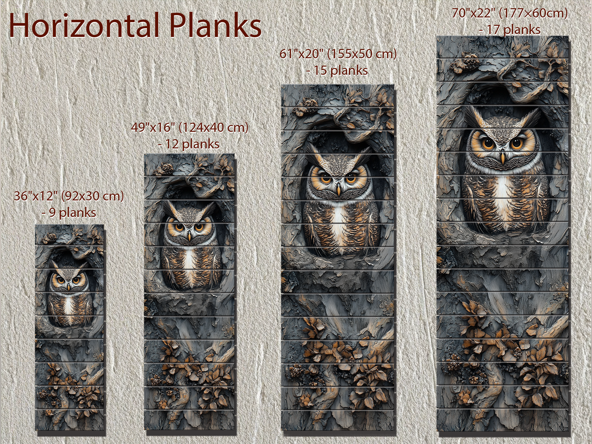 Vertical Owl In A Tree Real Wood Wall Art for Cabin Decor