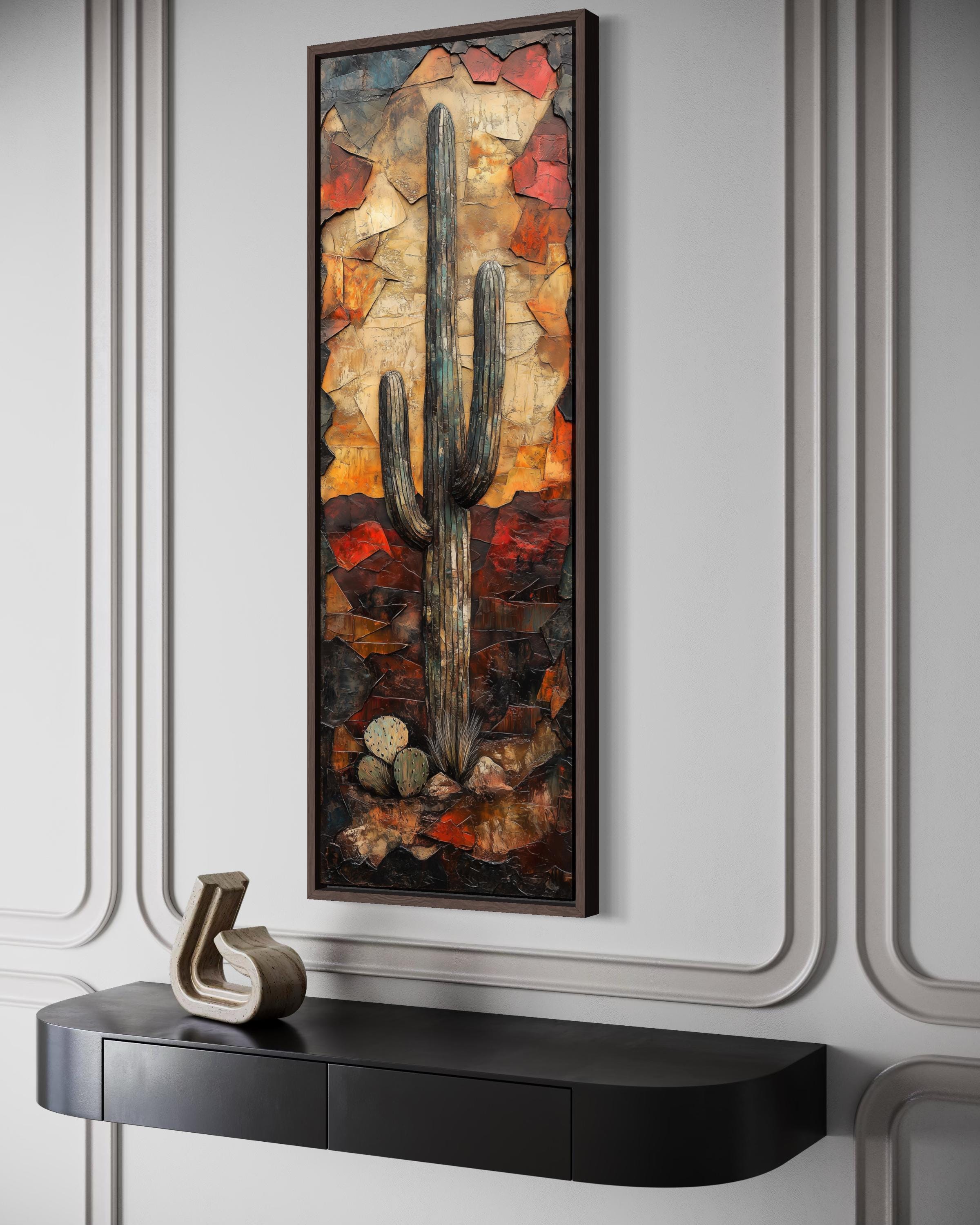 Vertical Tall Narrow Saguaro Cactus Cactus Wall Art