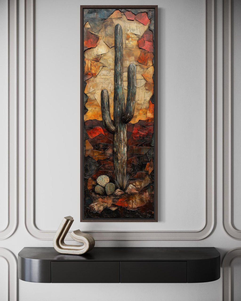 Vertical Tall Narrow Saguaro Cactus Cactus Wall Art