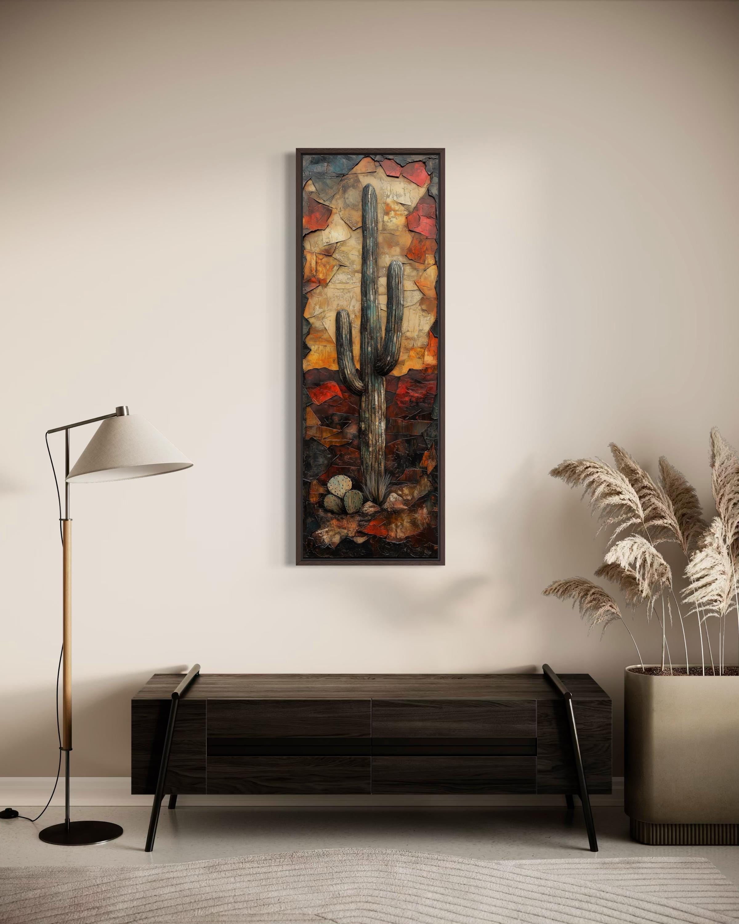 Vertical Tall Narrow Saguaro Cactus Cactus Wall Art