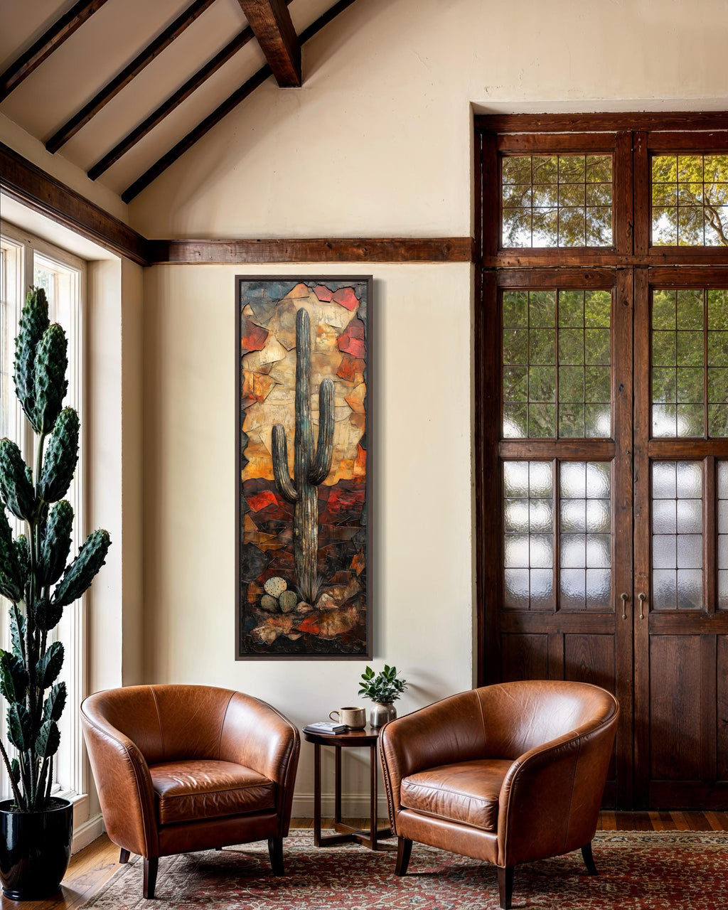 Vertical Tall Narrow Saguaro Cactus Cactus Wall Art