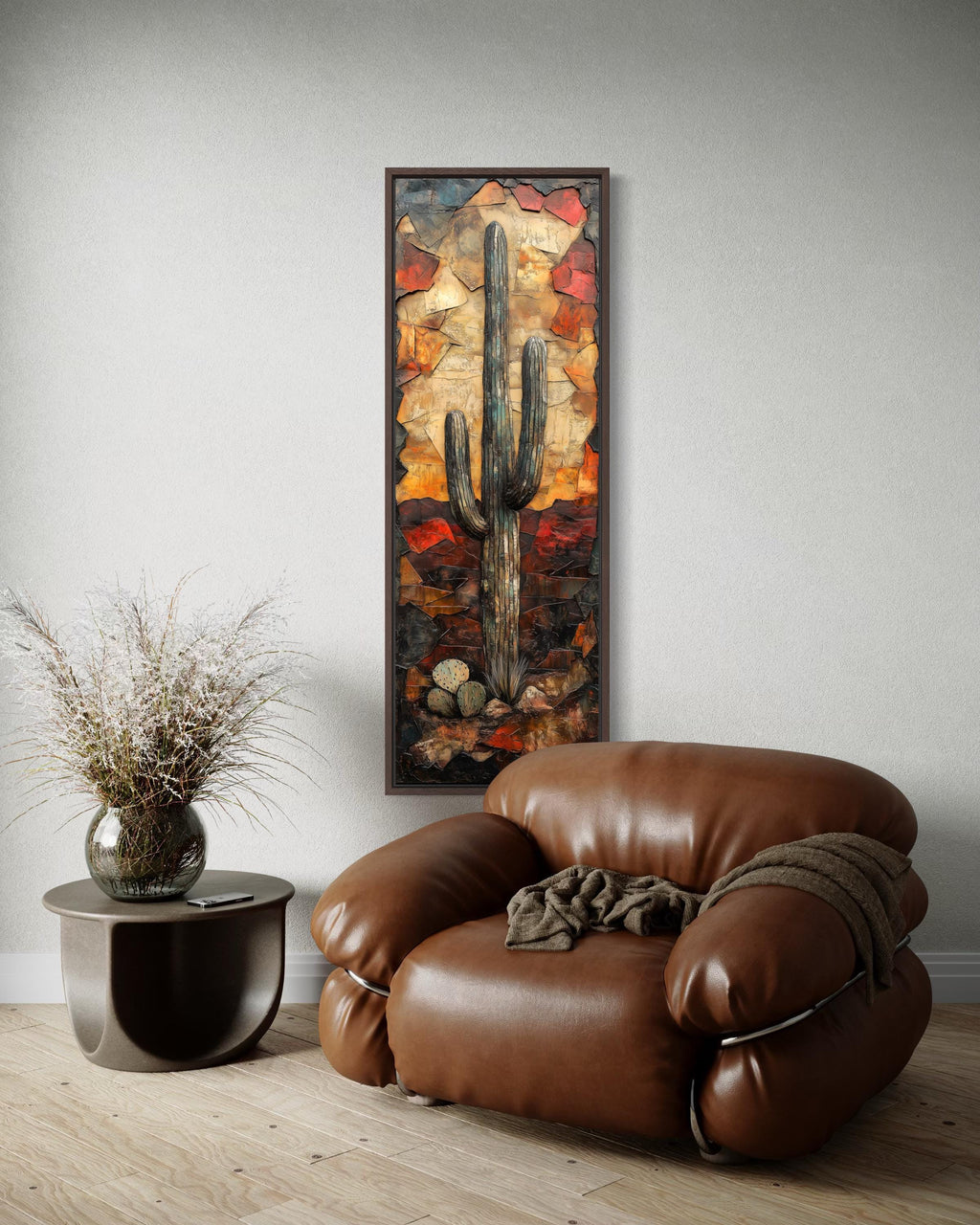 Vertical Tall Narrow Saguaro Cactus Cactus Wall Art