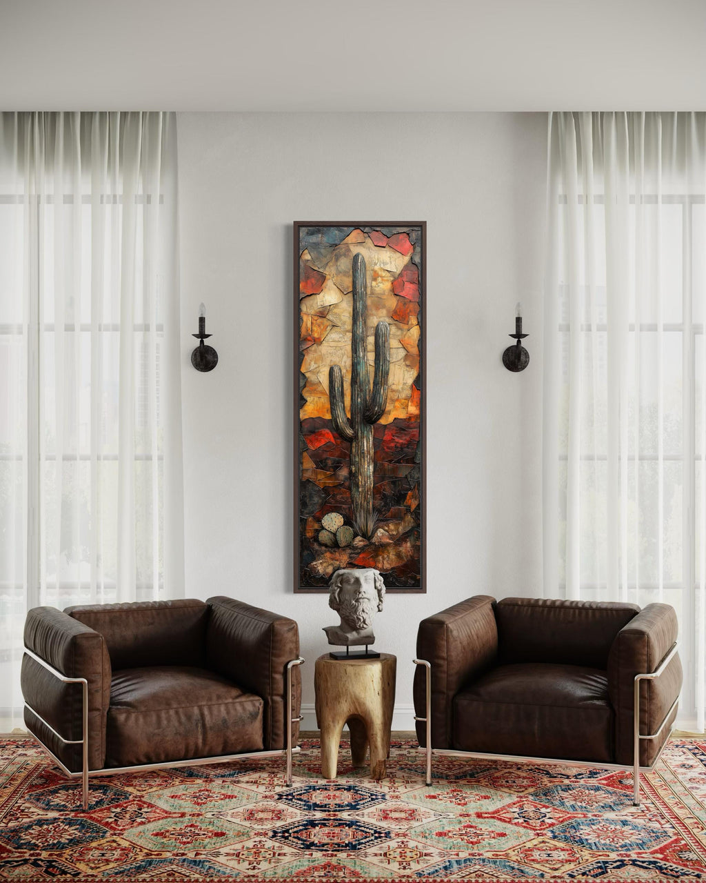 Vertical Tall Narrow Saguaro Cactus Cactus Wall Art