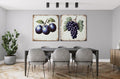 Vintage Fruit Canvas | Set of 2 Dining Room Or Kitchen Wall Art – Rustic Plum & Grape Botanical Print