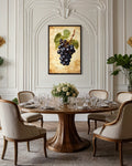 Vintage Grapes Painting Framed Canvas Fruit Wall Art For Kitchen